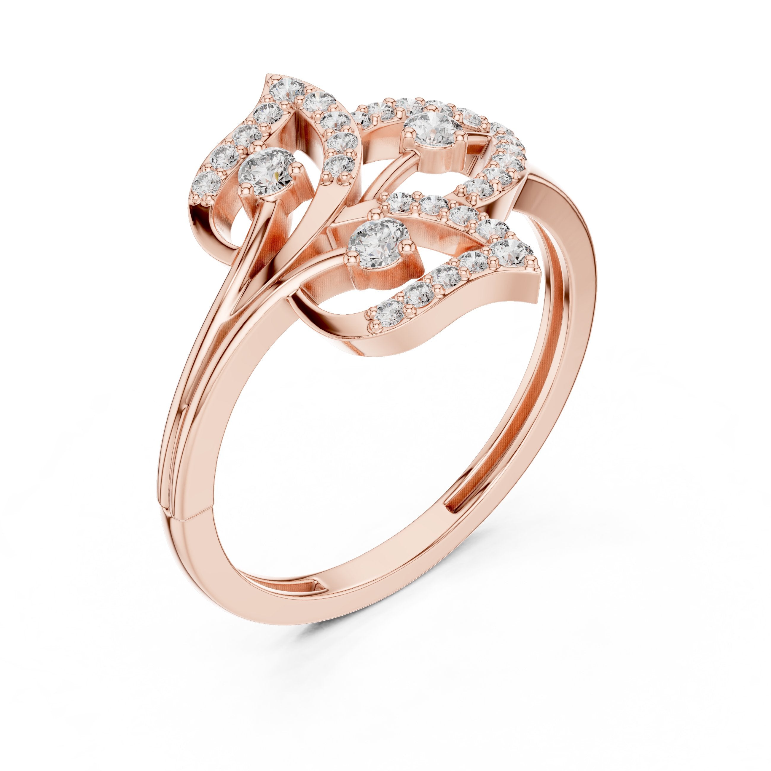 Botanical Leaf Cluster Diamond Ring in Rose Gold - VYKA Diamonds