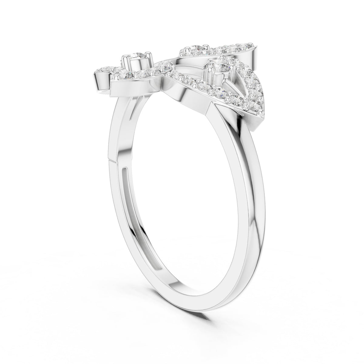 Botanical Leaf Cluster Diamond Ring