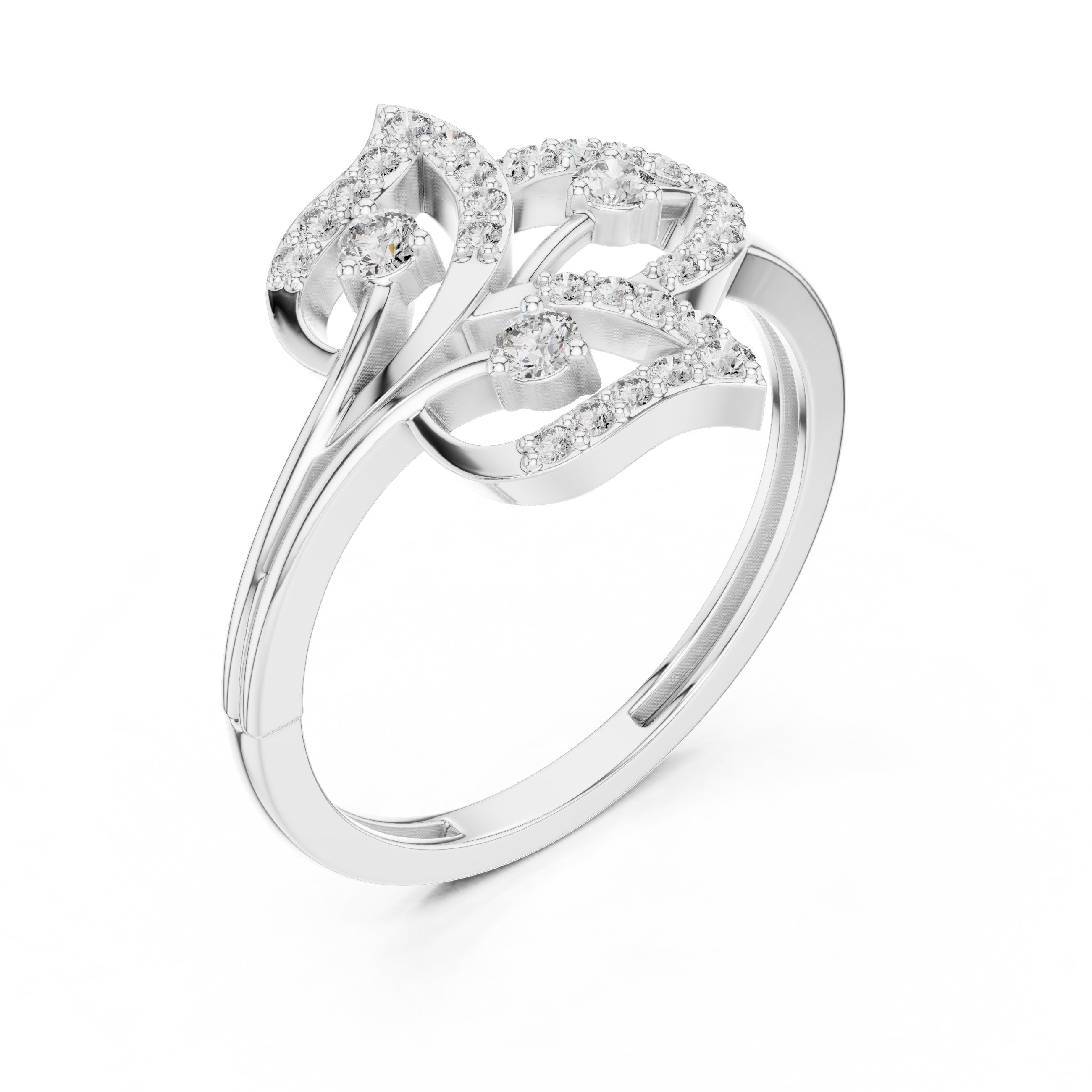 Botanical Leaf Cluster Diamond Ring in White Gold - VYKA Diamonds