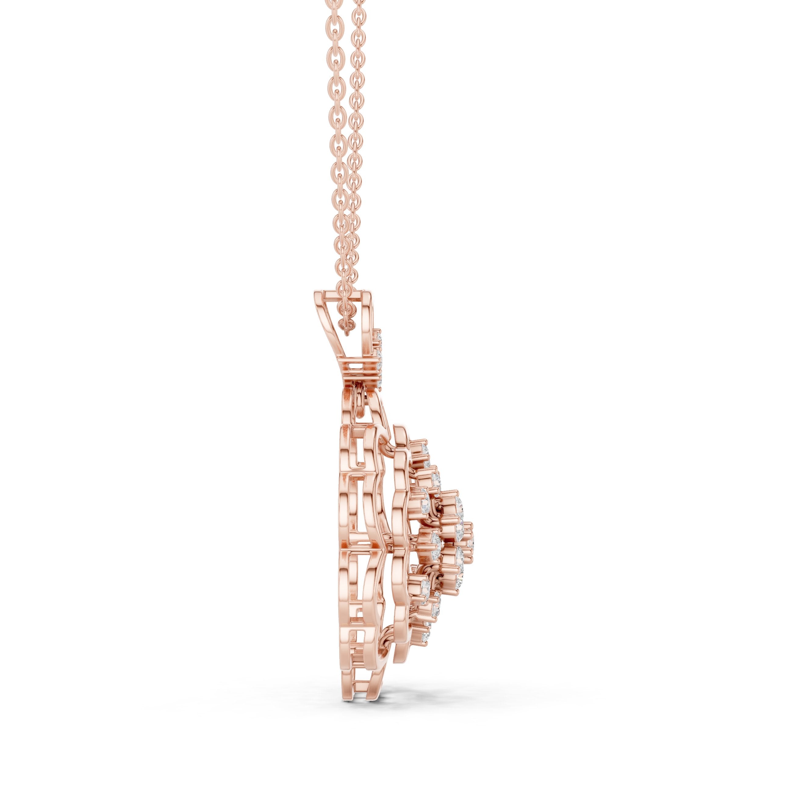 Snowflake Filigree Diamond Pendant in Rose Gold - VYKA Diamonds