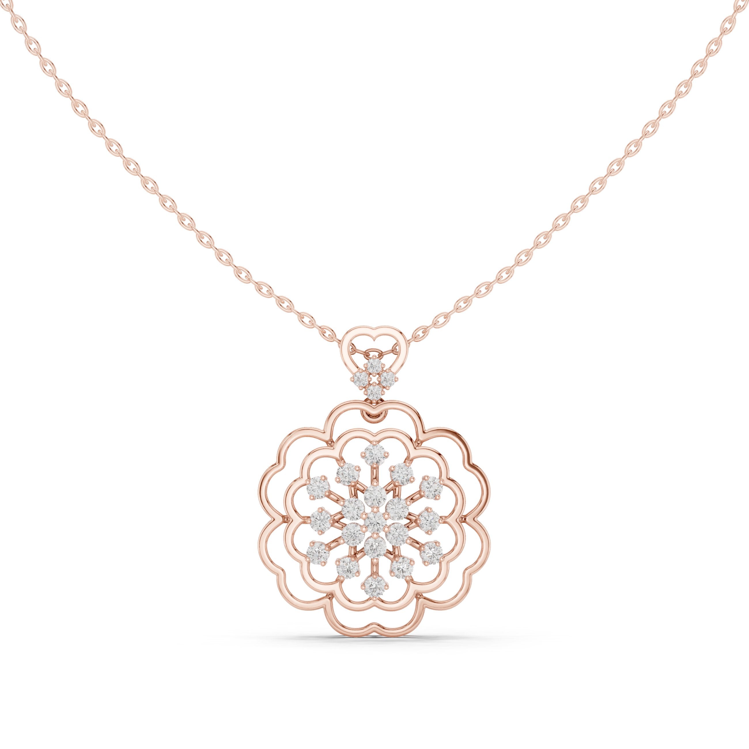 Snowflake Filigree Diamond Pendant in Rose Gold - VYKA Diamonds