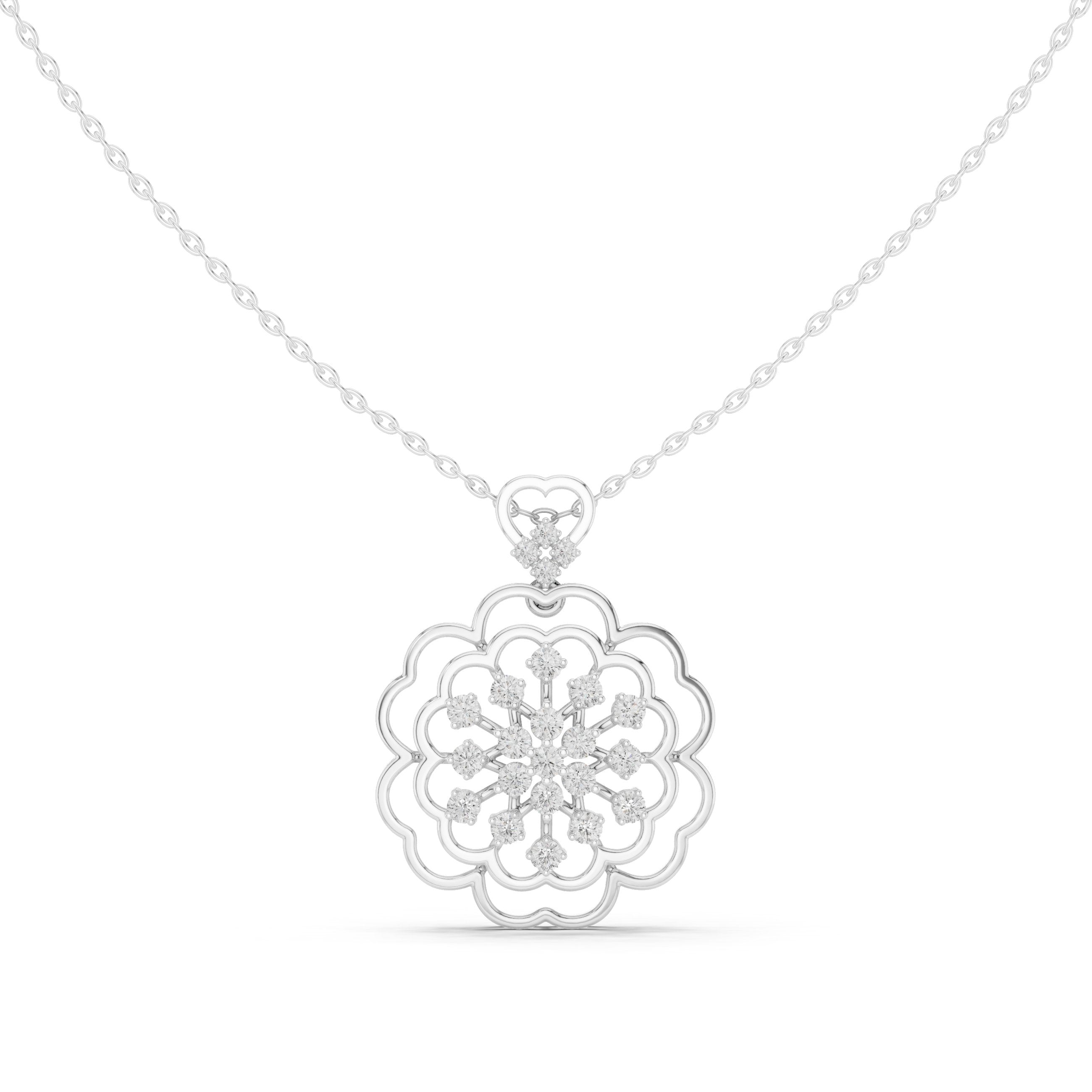 Snowflake Filigree Diamond Pendant in White Gold - VYKA Diamonds