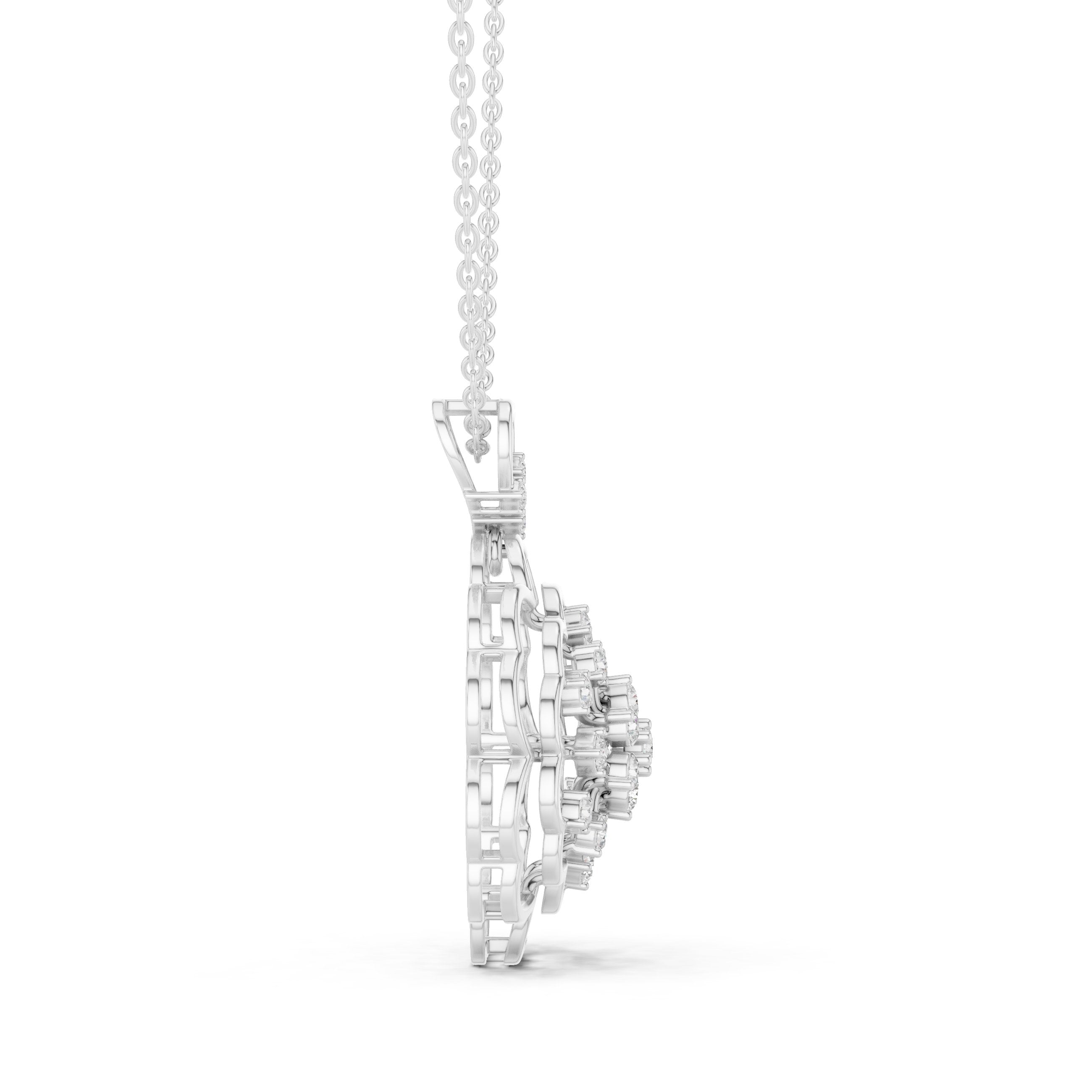 Snowflake Filigree Diamond Pendant in White Gold - VYKA Diamonds