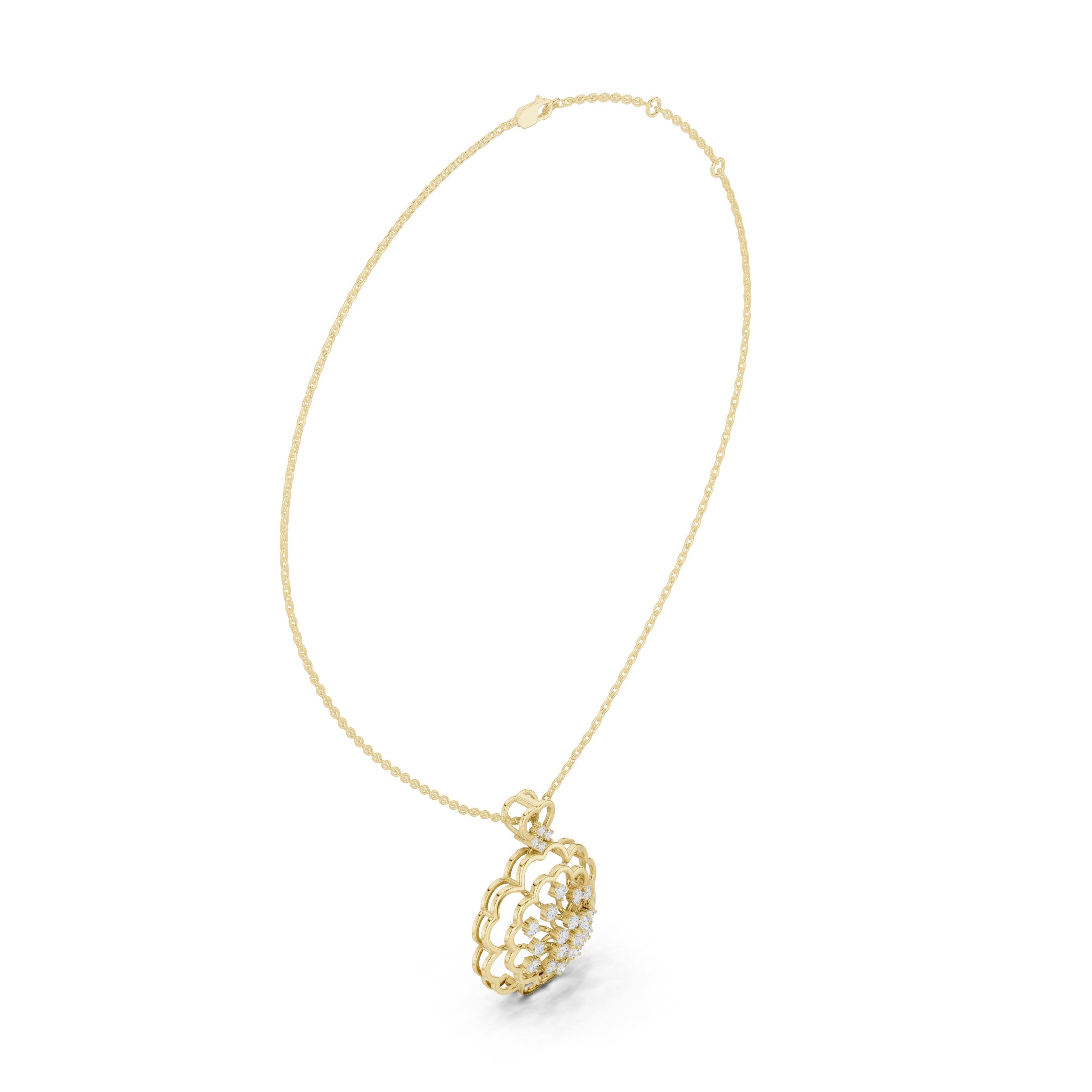 Snowflake Filigree Diamond Pendant in Yellow Gold - VYKA Diamonds