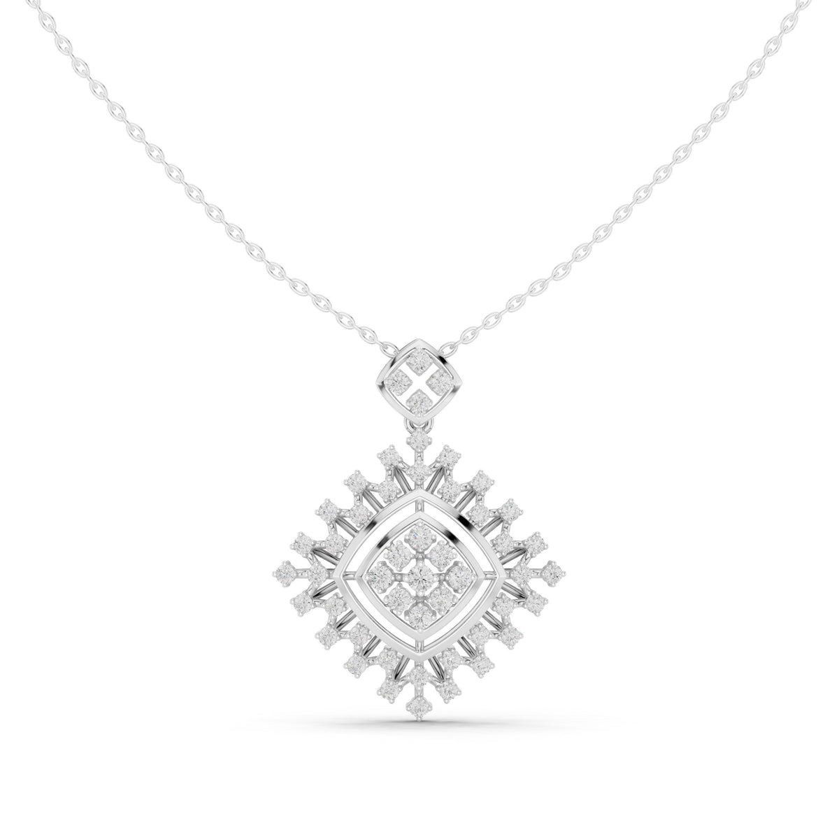 دلّاية ألماس مربعة كأشعة نجمية in White Gold - VYKA Diamonds