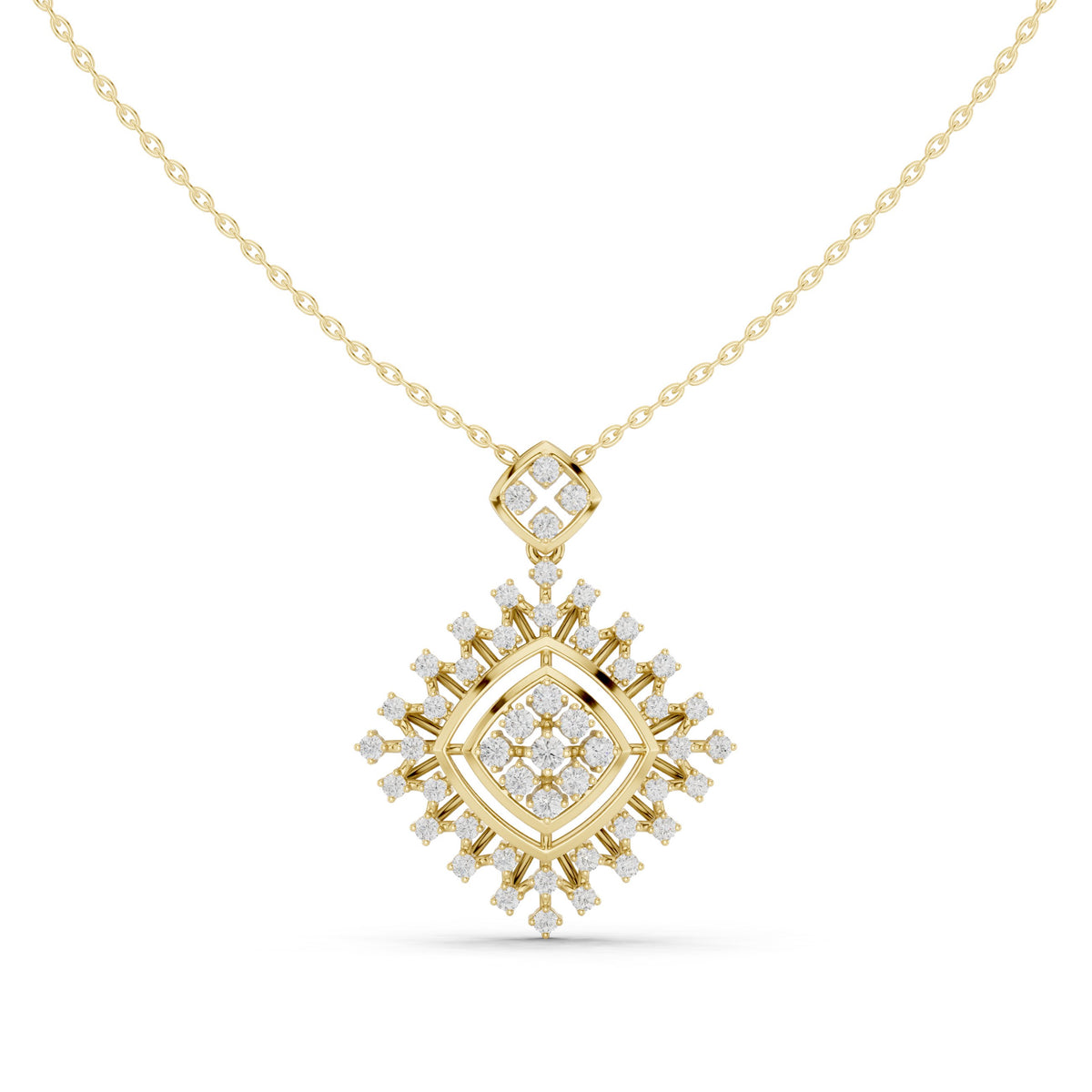 دلّاية ألماس مربعة كأشعة نجمية in Yellow Gold - VYKA Diamonds
