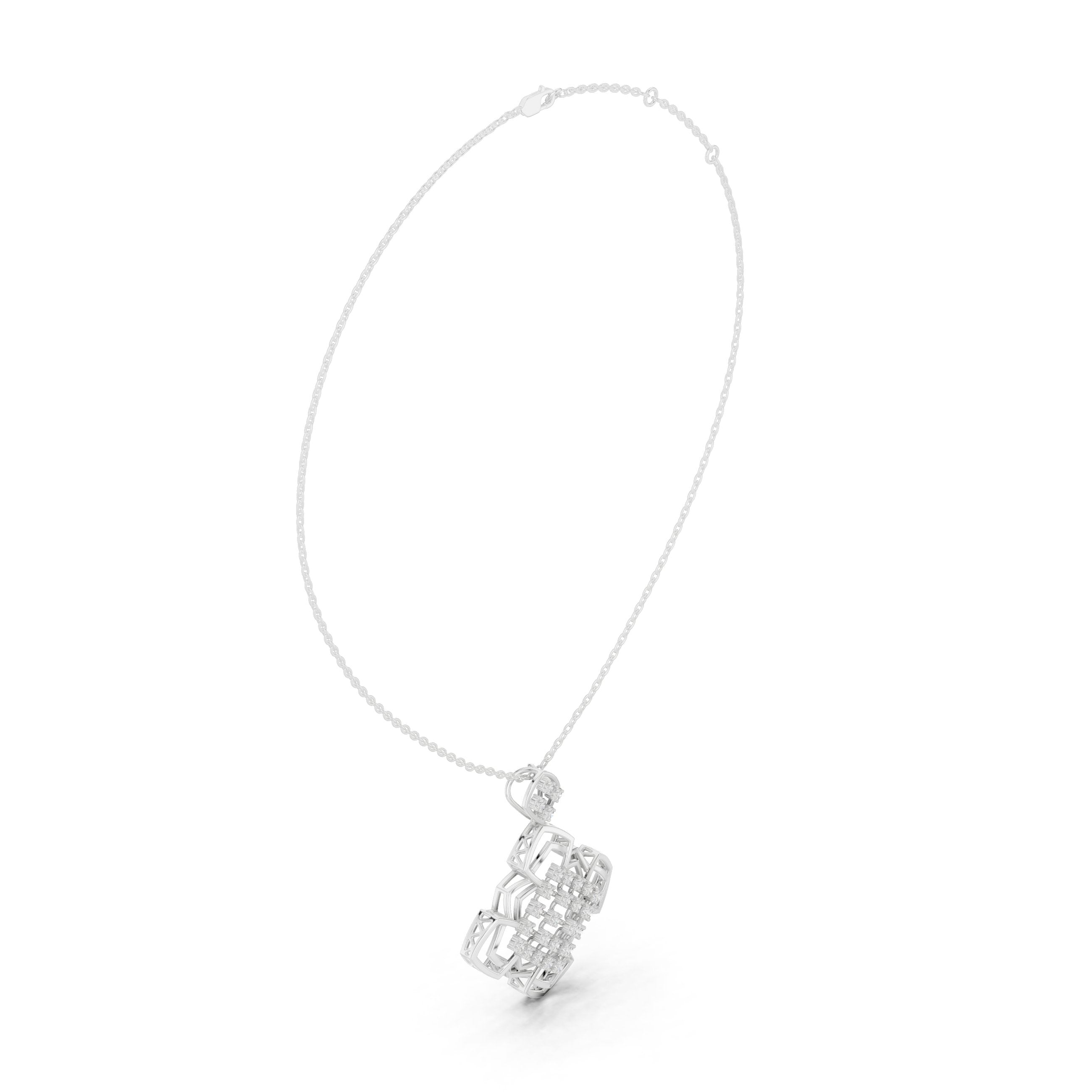 Geometric Lattice Cross Diamond Pendant in White Gold - VYKA Diamonds