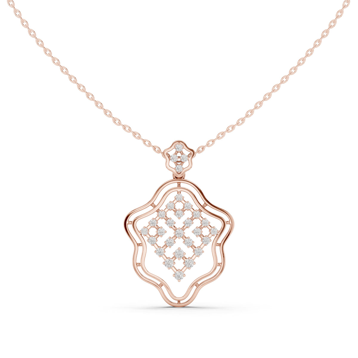دلّاية ألماس شبكية بإطار متموّج in Rose Gold - VYKA Diamonds