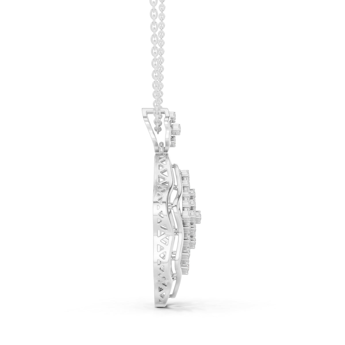 دلّاية ألماس شبكية بإطار متموّج in White Gold - VYKA Diamonds