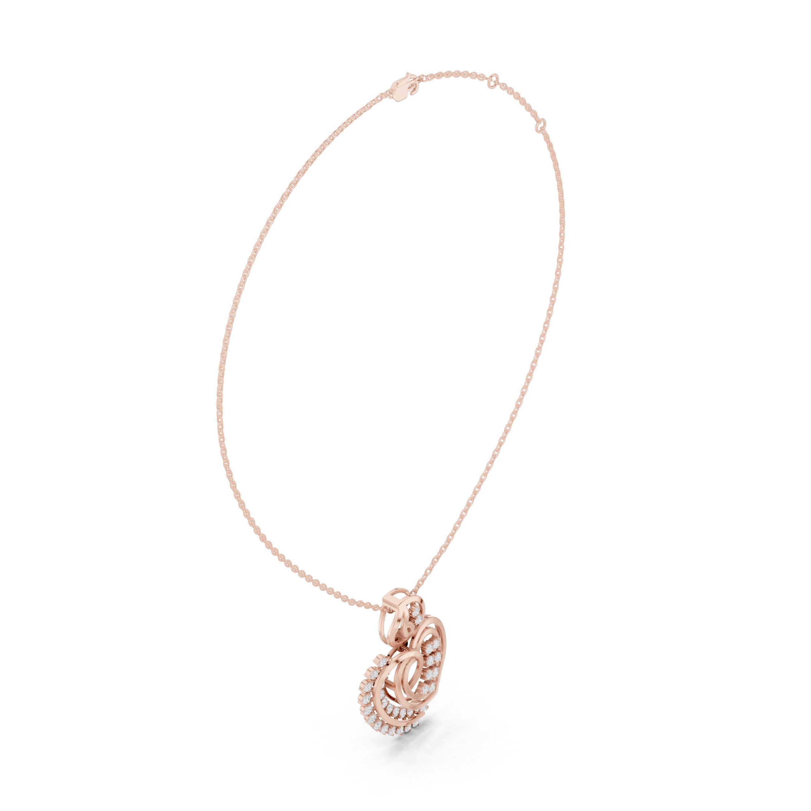 Spiral Heart Fringe Diamond Pendant in Rose Gold - VYKA Diamonds