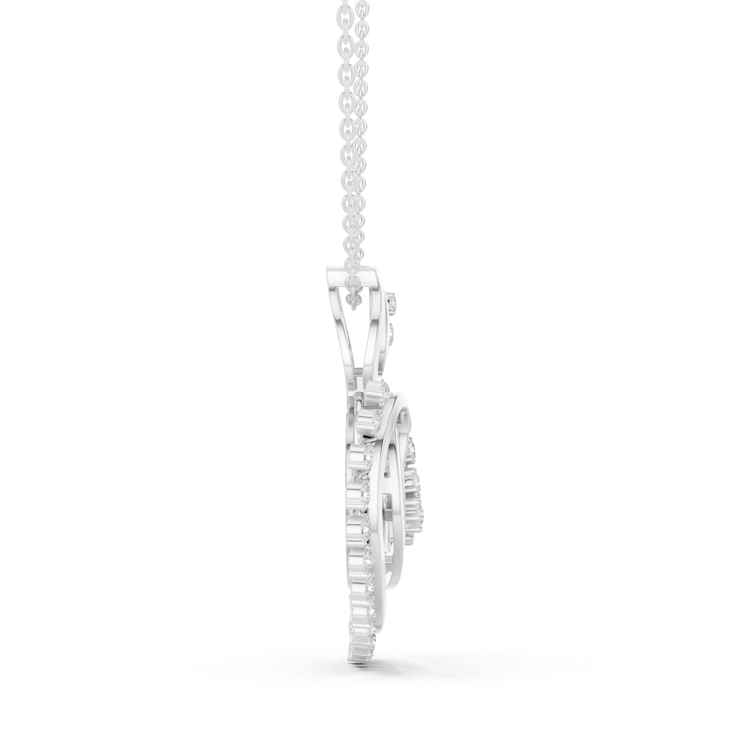 Spiral Heart Fringe Diamond Pendant in White Gold - VYKA Diamonds