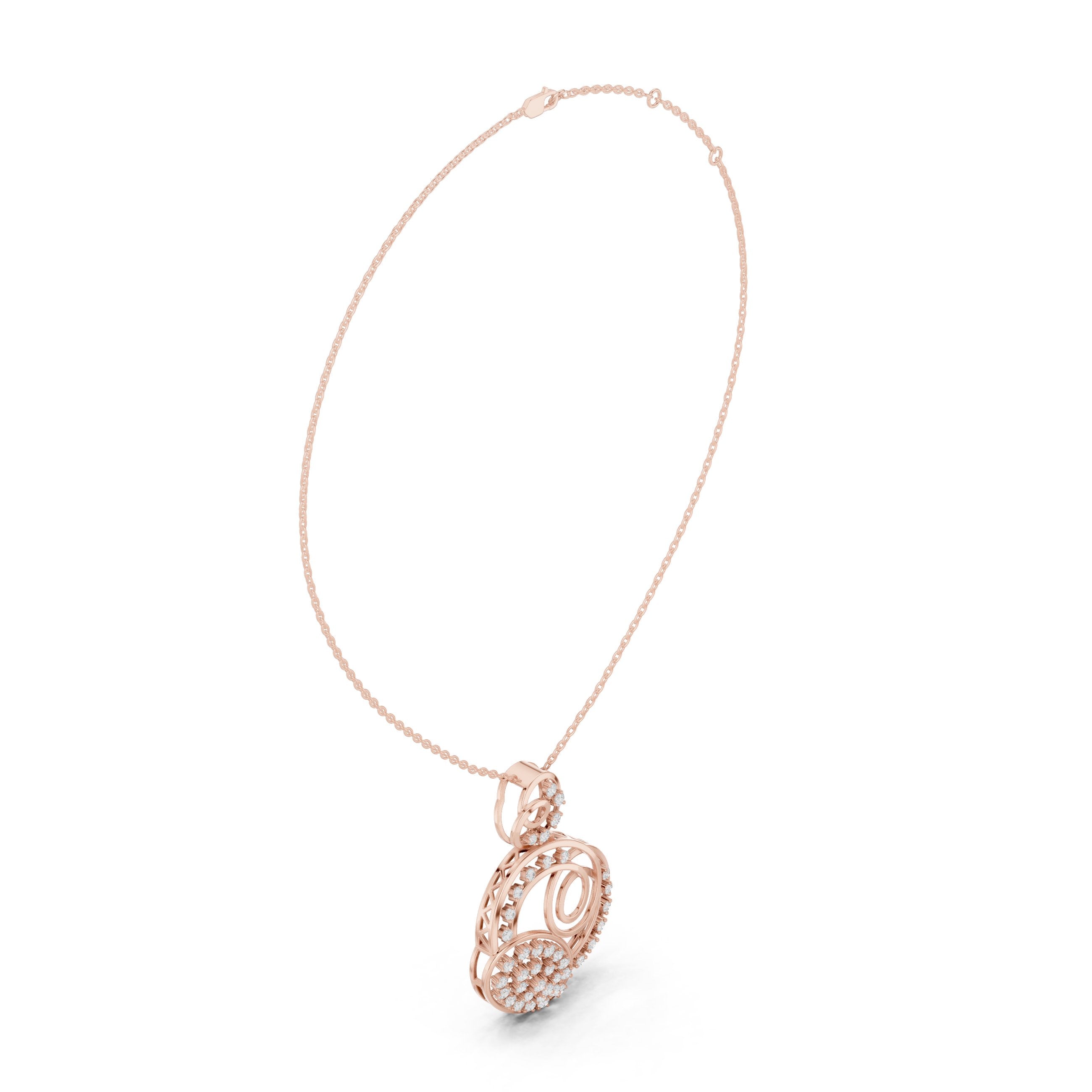 Triple Circle Cluster Diamond Pendant in Rose Gold - VYKA Diamonds
