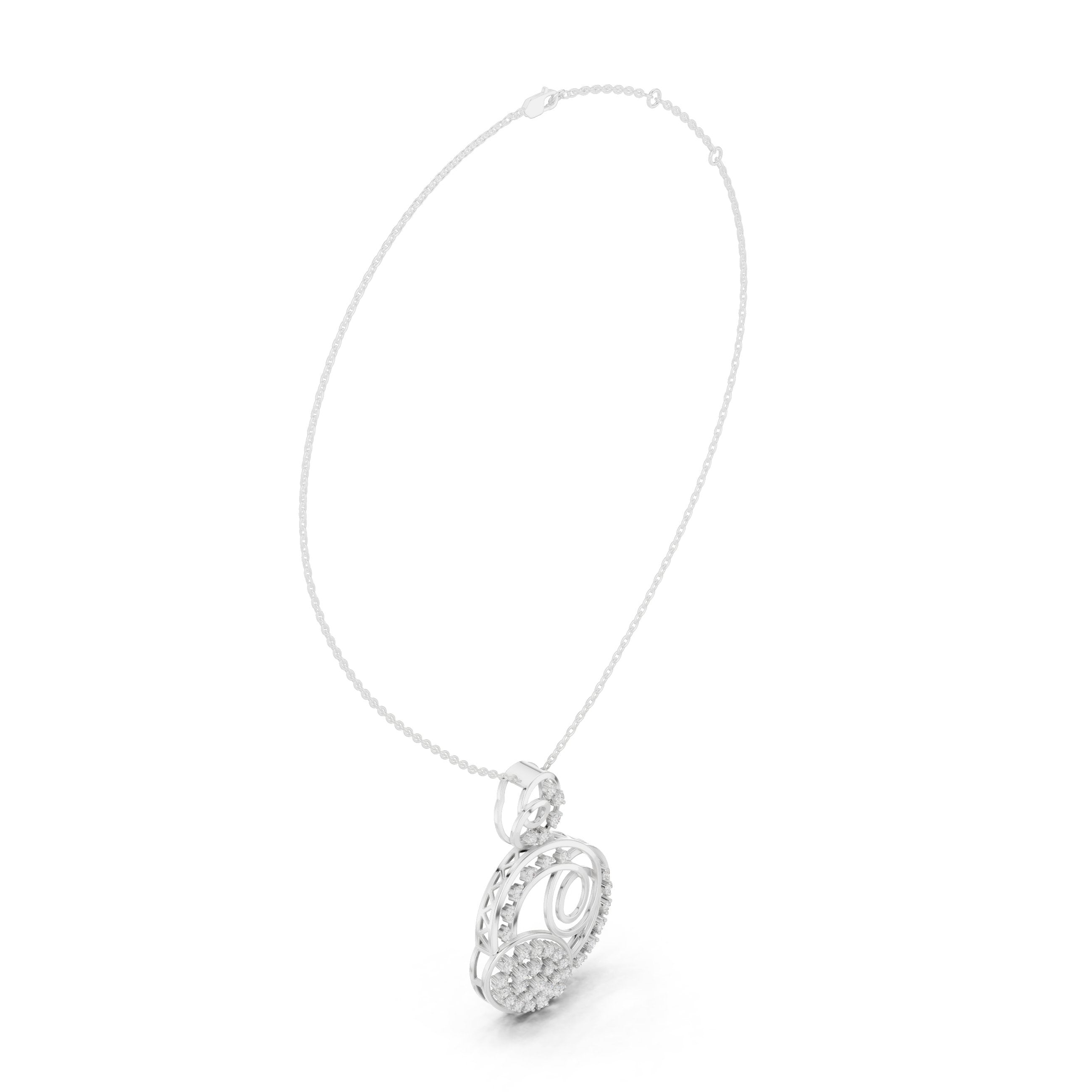 Triple Circle Cluster Diamond Pendant in White Gold - VYKA Diamonds