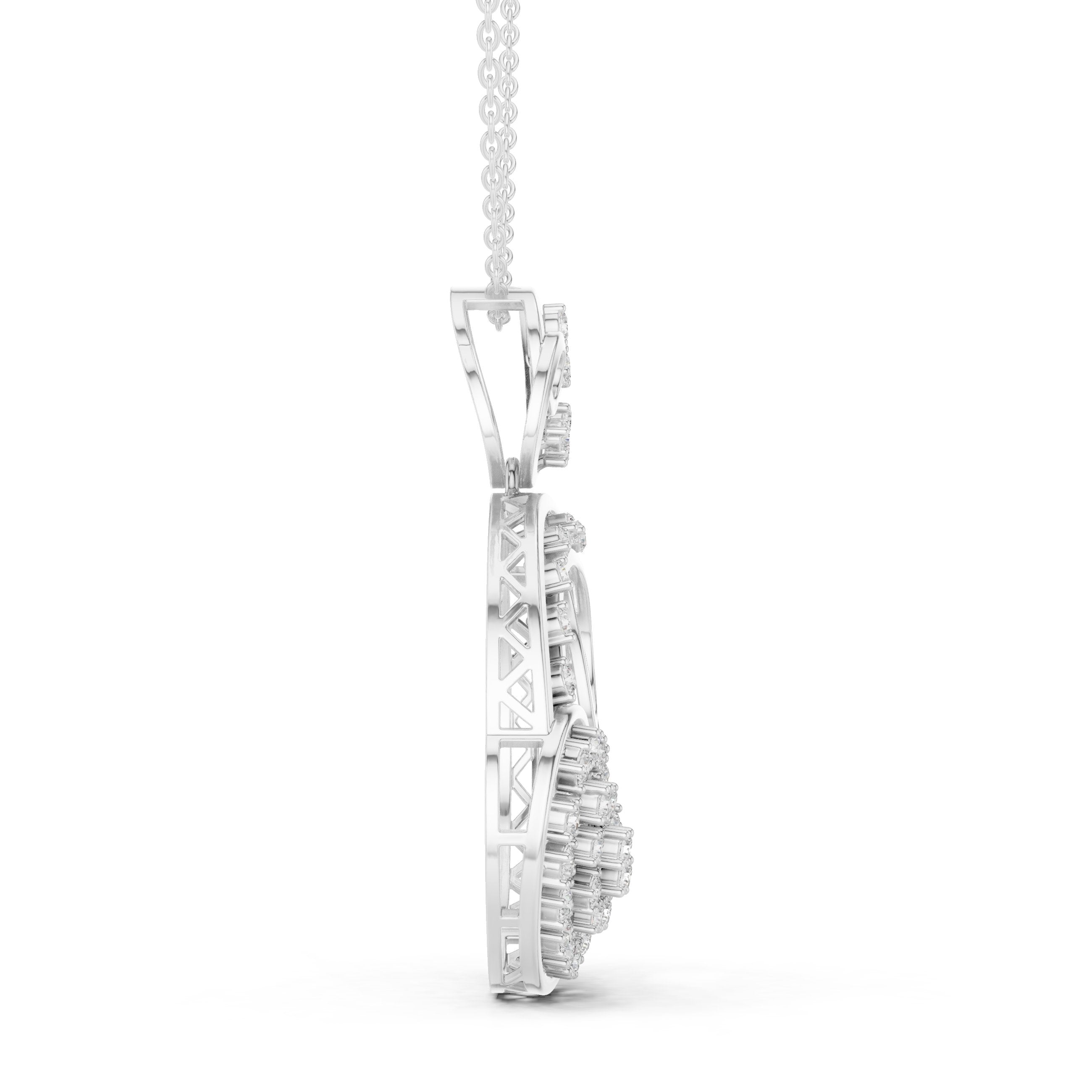 Triple Circle Cluster Diamond Pendant in White Gold - VYKA Diamonds