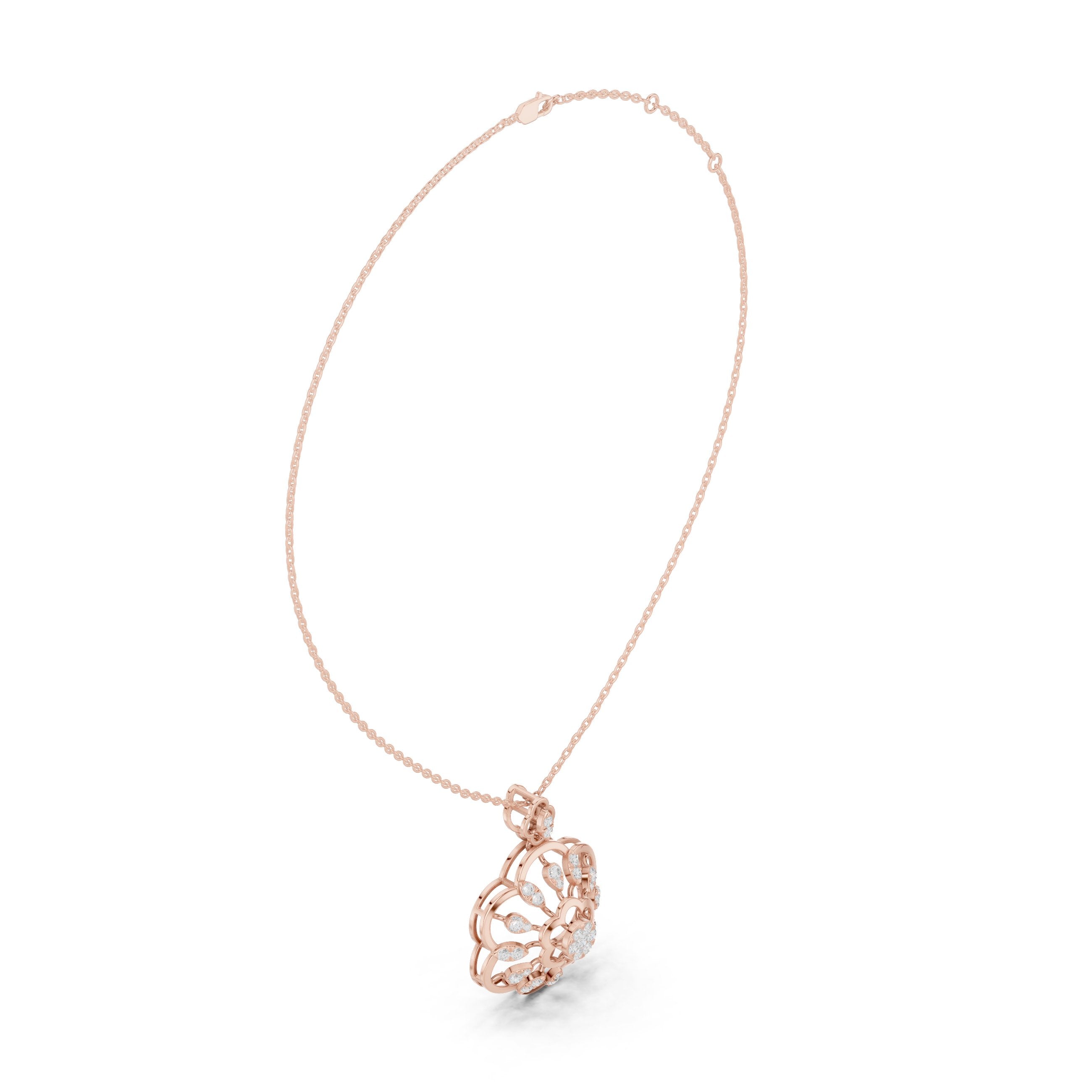 Eight-Petal Marquise Bloom Diamond Pendant in Rose Gold - VYKA Diamonds