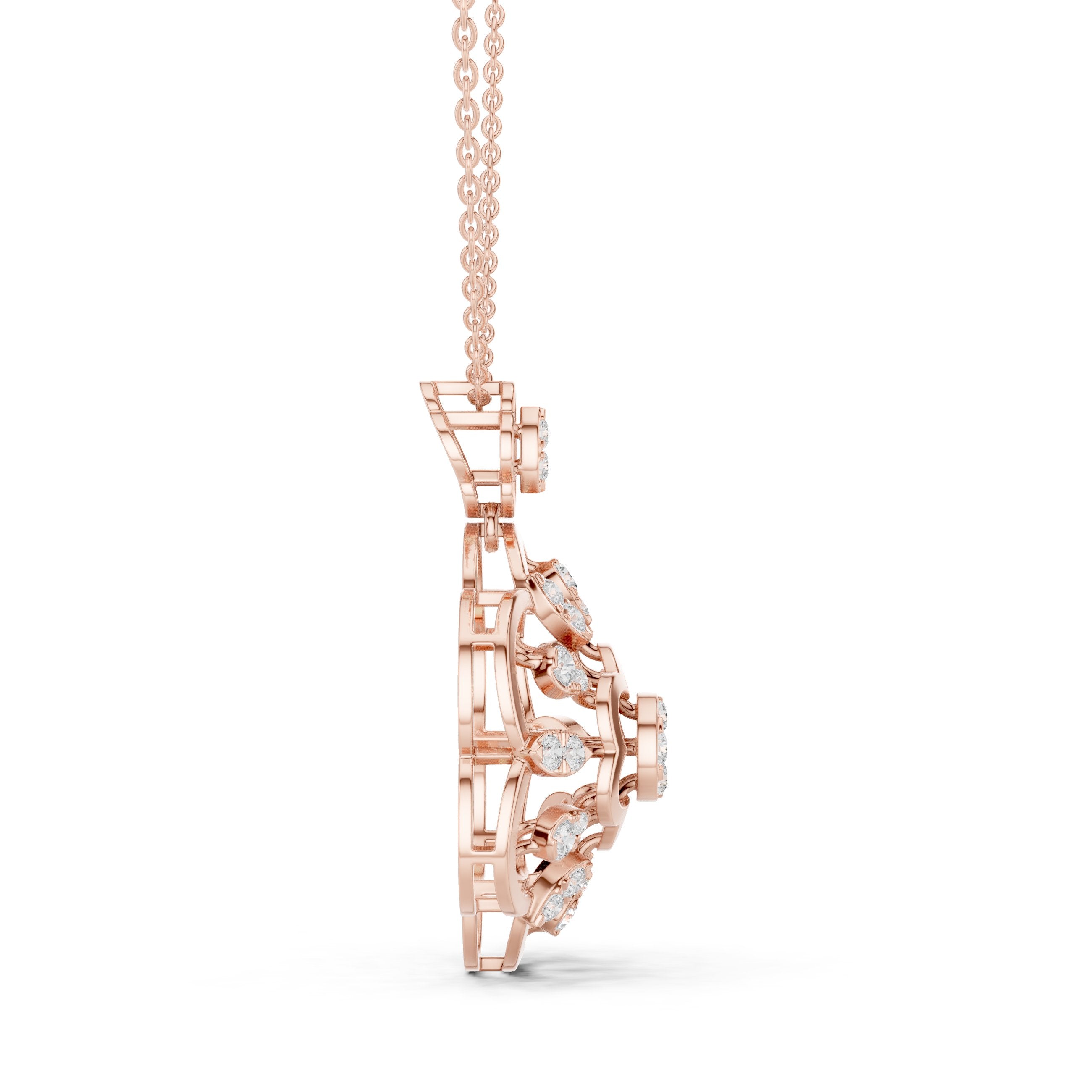 Eight-Petal Marquise Bloom Diamond Pendant in Rose Gold - VYKA Diamonds