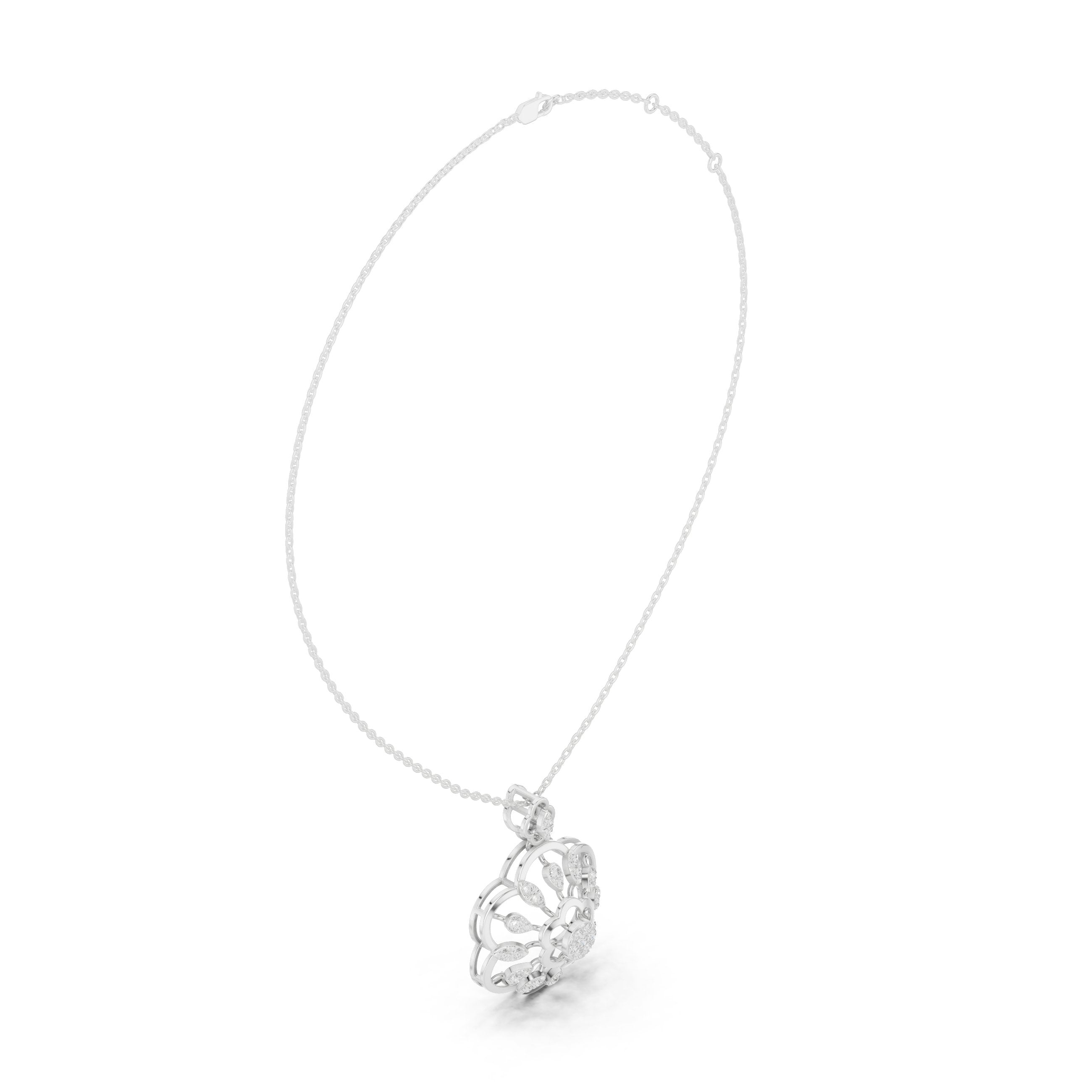 Eight-Petal Marquise Bloom Diamond Pendant in White Gold - VYKA Diamonds