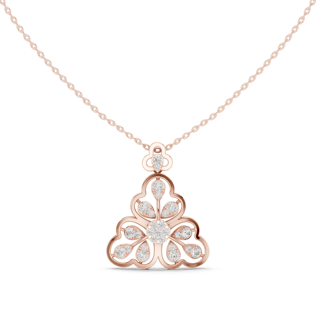 Trefoil Arch Floral Diamond Pendant