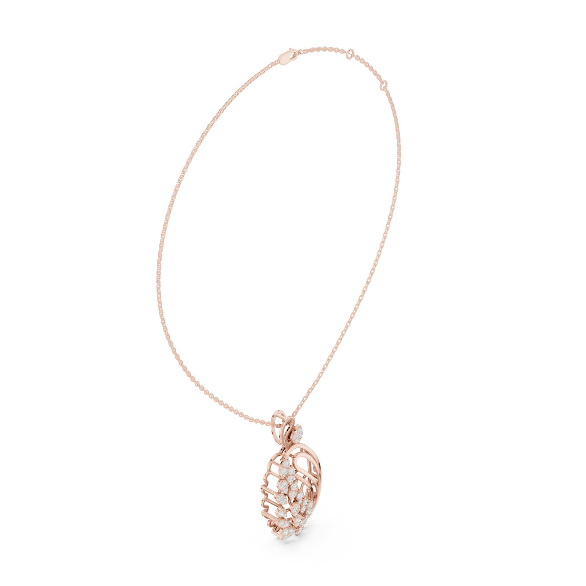 Paisley Leaf Cluster Diamond Pendant