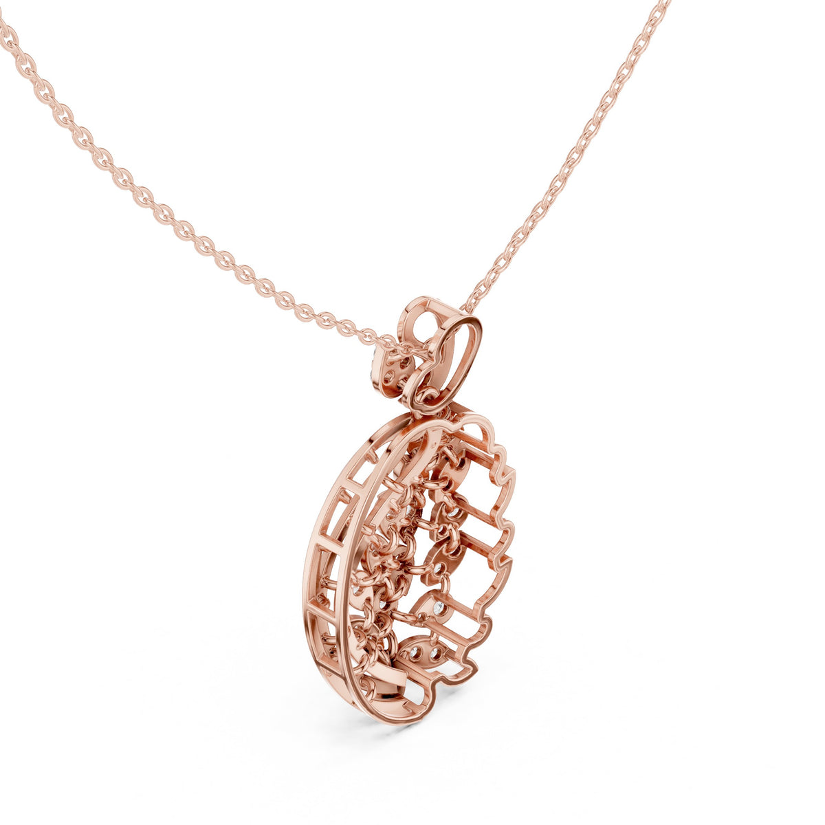 دلّاية بتجمّع ألماس على شكل ورقة بيزلي in Rose Gold - VYKA Diamonds