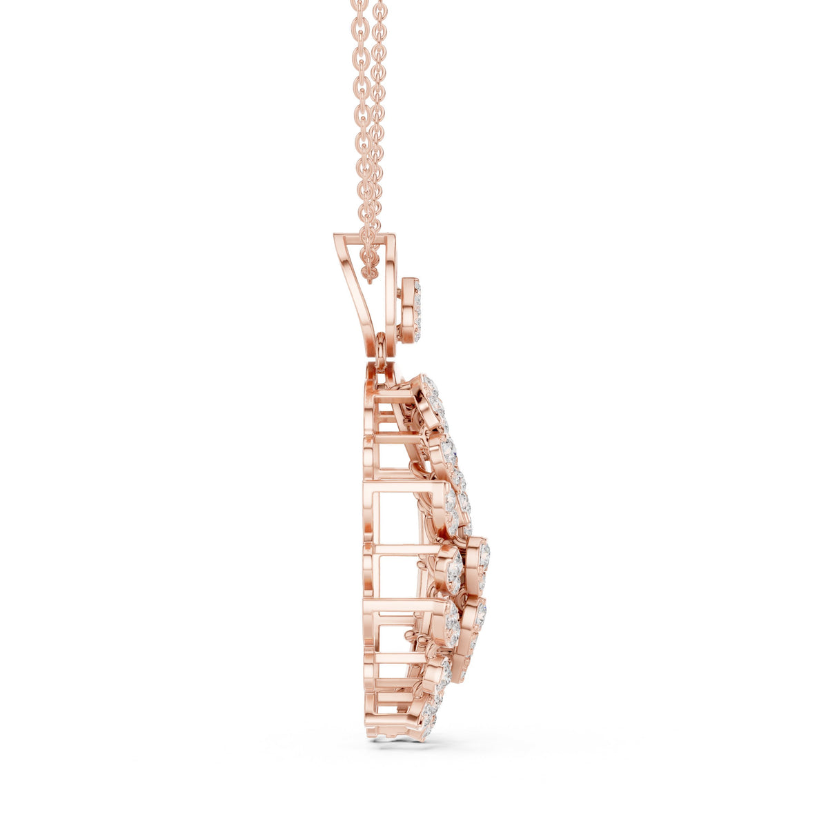 Paisley Leaf Cluster Diamond Pendant