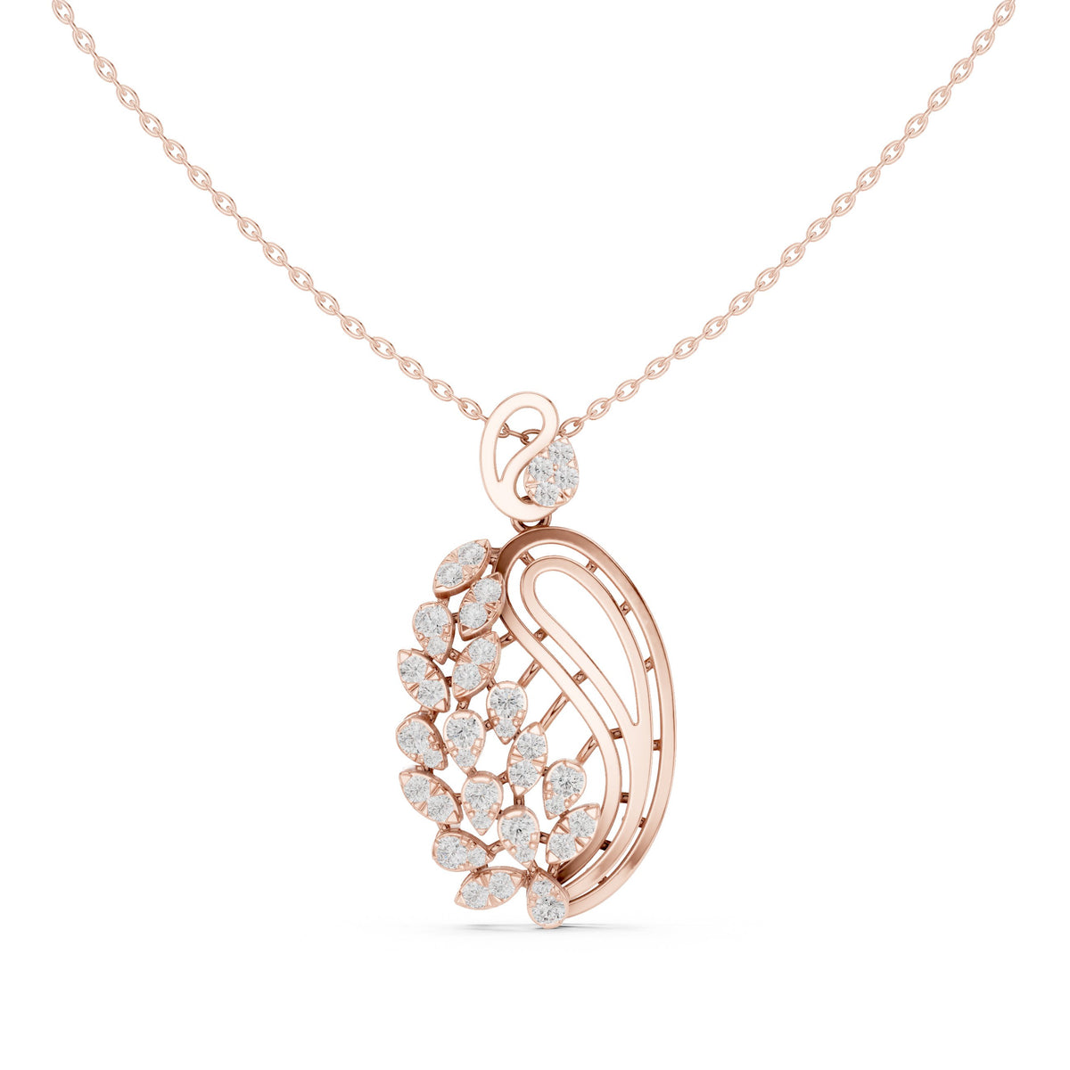 Paisley Leaf Cluster Diamond Pendant