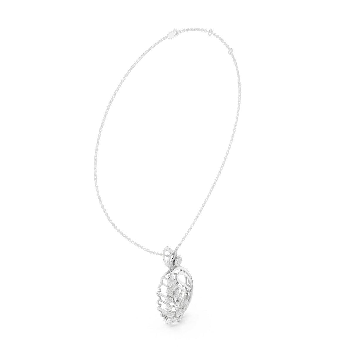 Paisley Leaf Cluster Diamond Pendant