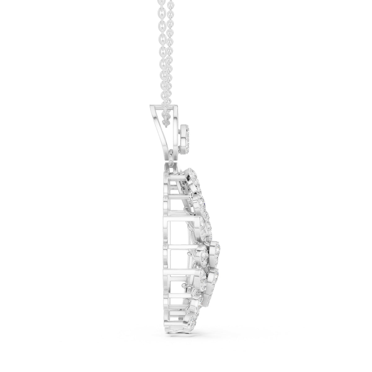 Paisley Leaf Cluster Diamond Pendant