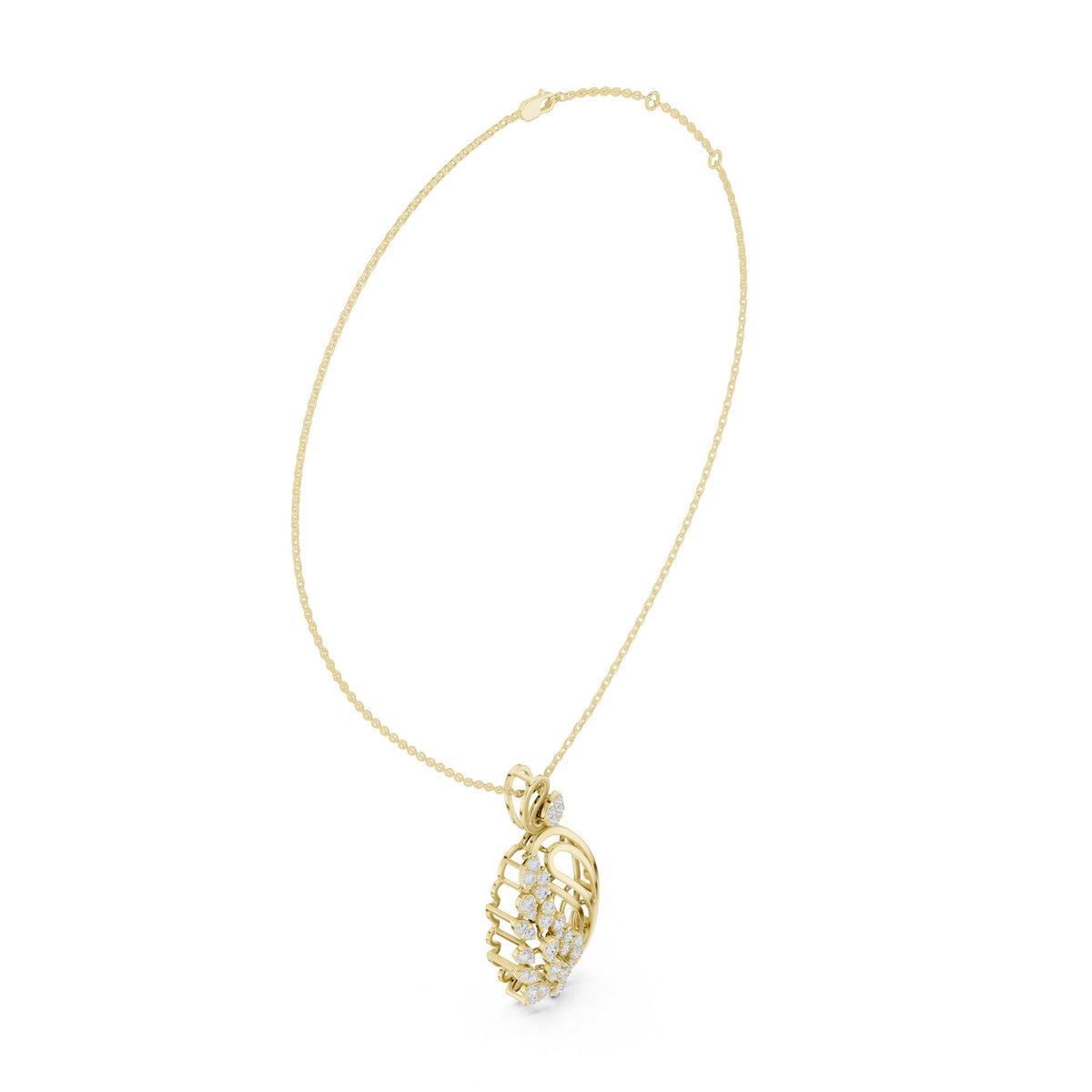 دلّاية بتجمّع ألماس على شكل ورقة بيزلي in Yellow Gold - VYKA Diamonds