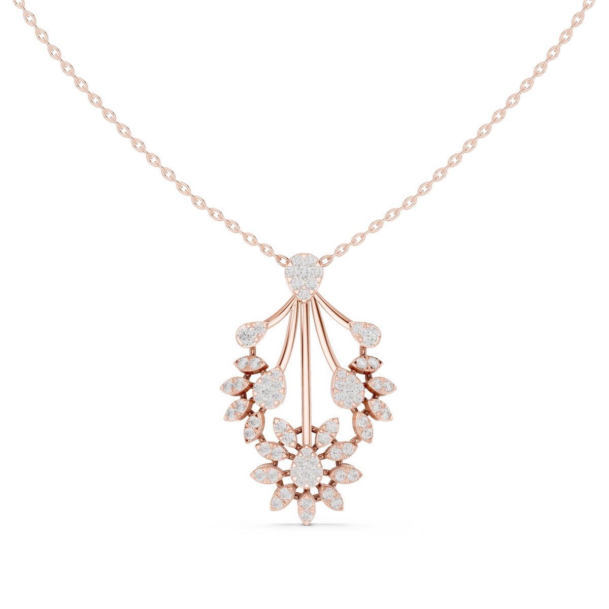 Floral Bouquet Cascade Diamond Pendant