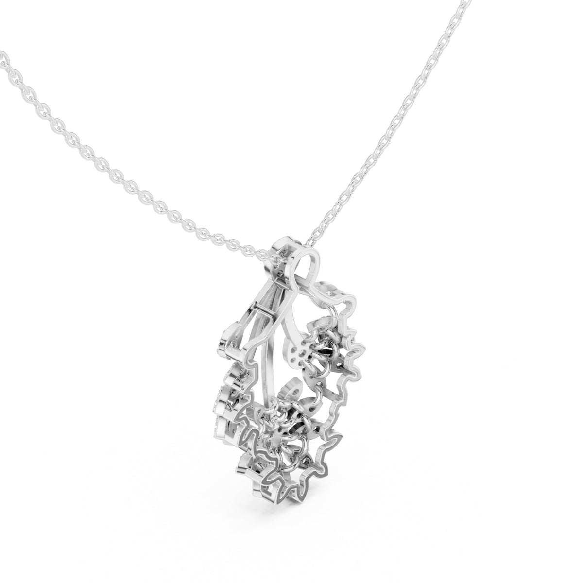 دلّاية بشلال من الألماس على شكل باقة زهور in White Gold - VYKA Diamonds
