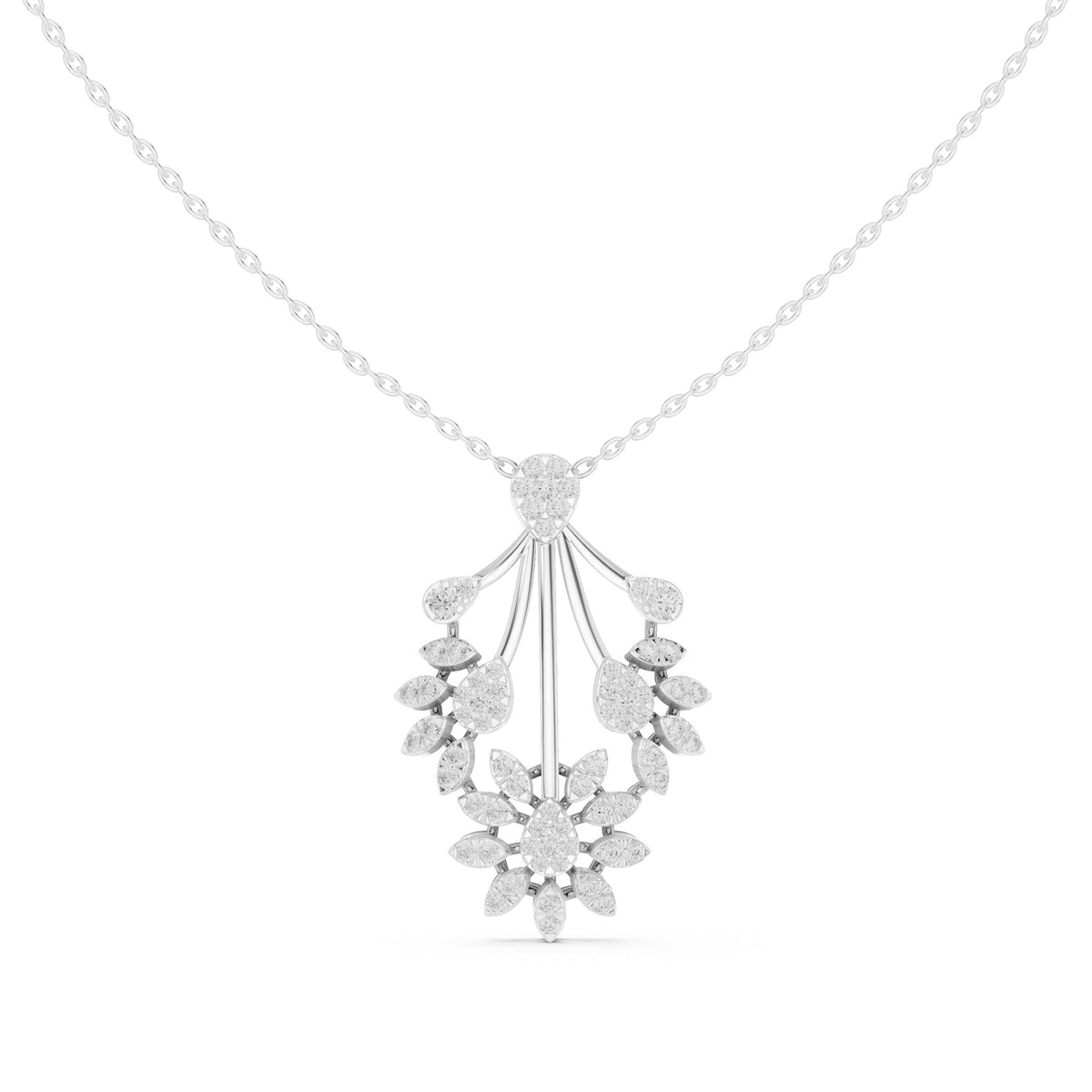 دلّاية بشلال من الألماس على شكل باقة زهور in White Gold - VYKA Diamonds