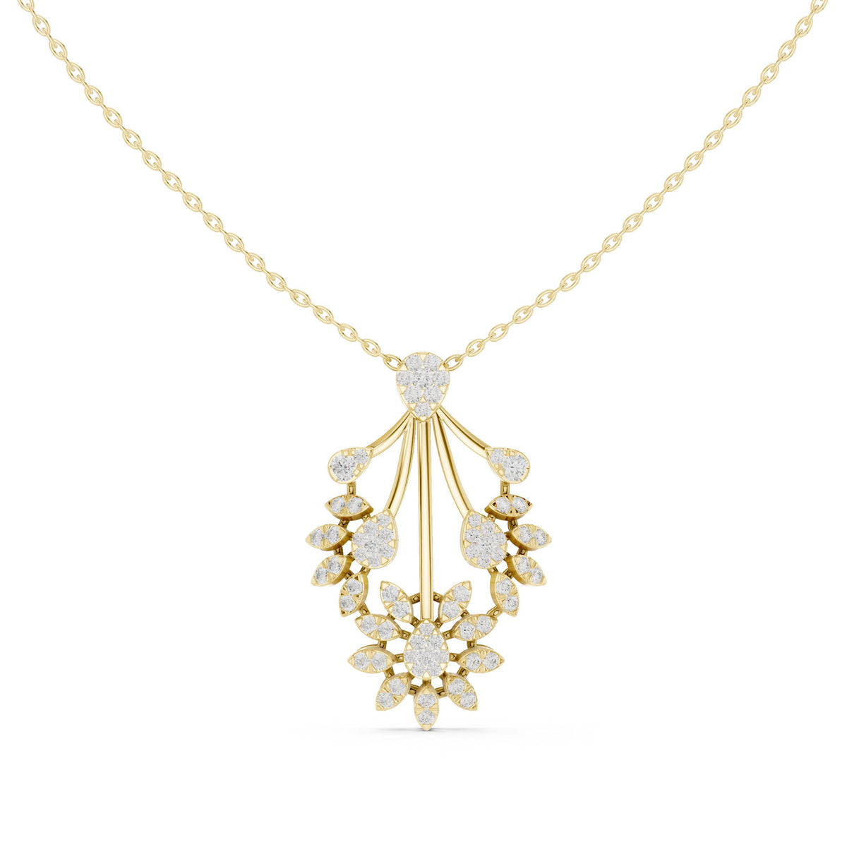 Floral Bouquet Cascade Diamond Pendant