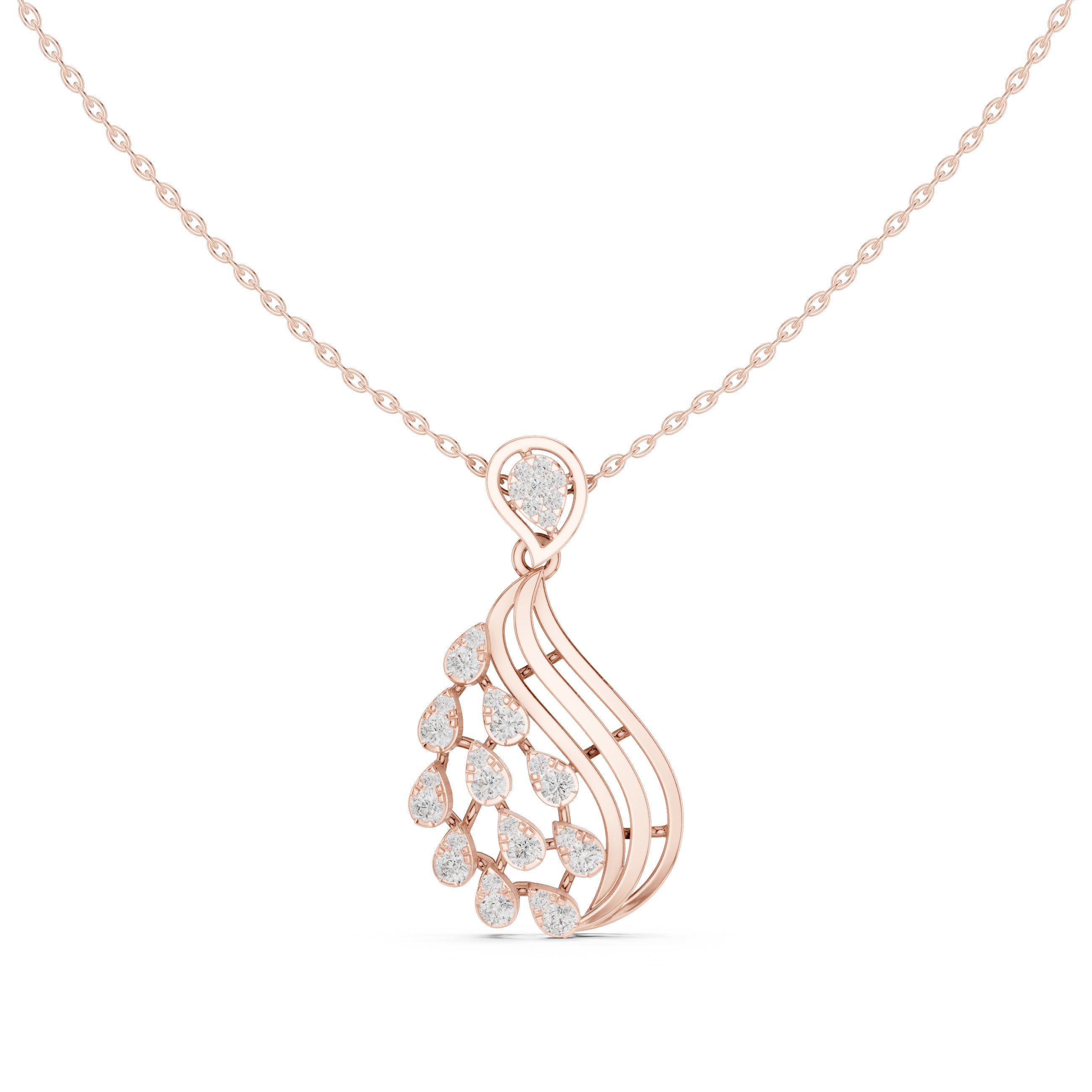 تعليقة شلال كمثرية مرصعة بالماس in Rose Gold - VYKA Diamonds