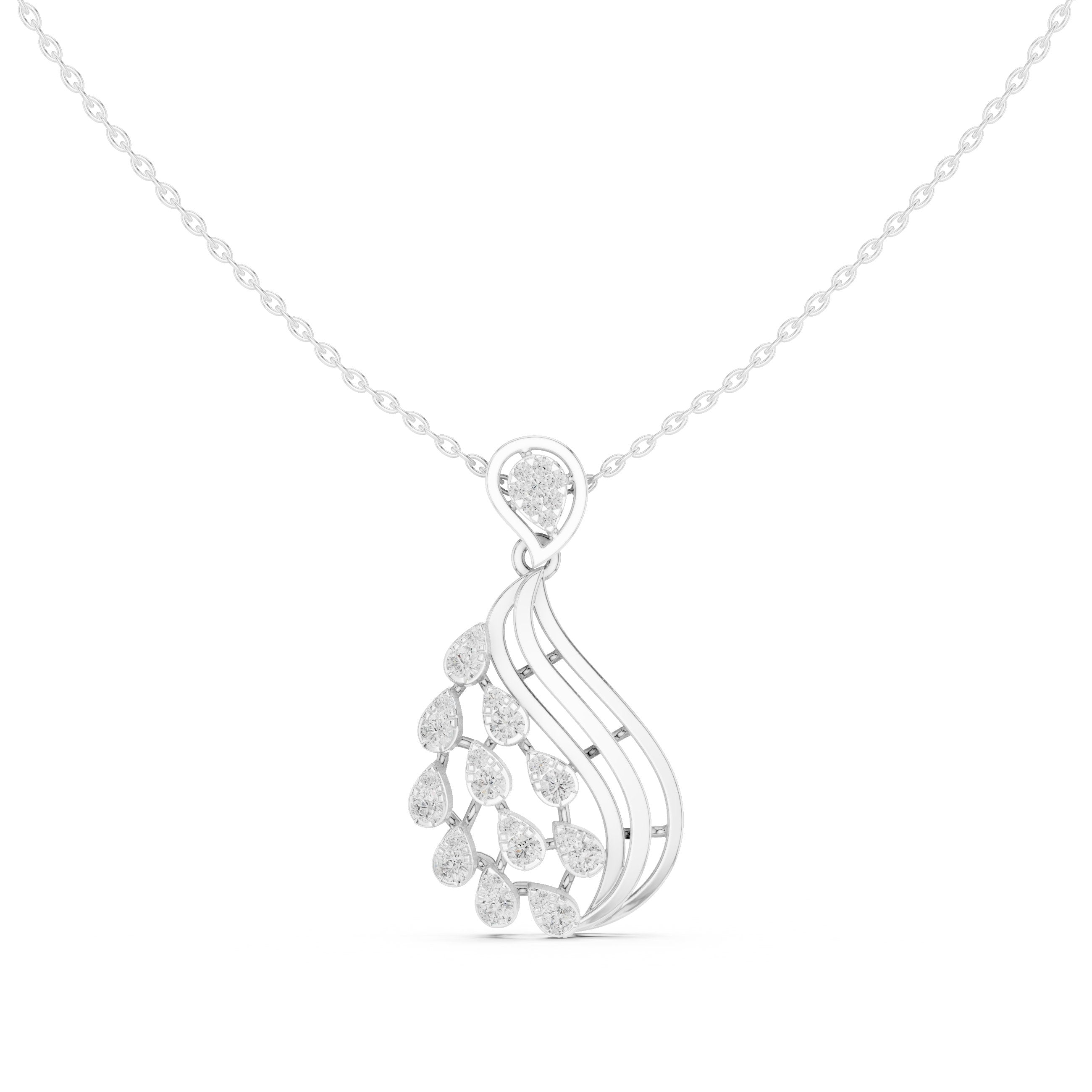 تعليقة شلال كمثرية مرصعة بالماس in White Gold - VYKA Diamonds