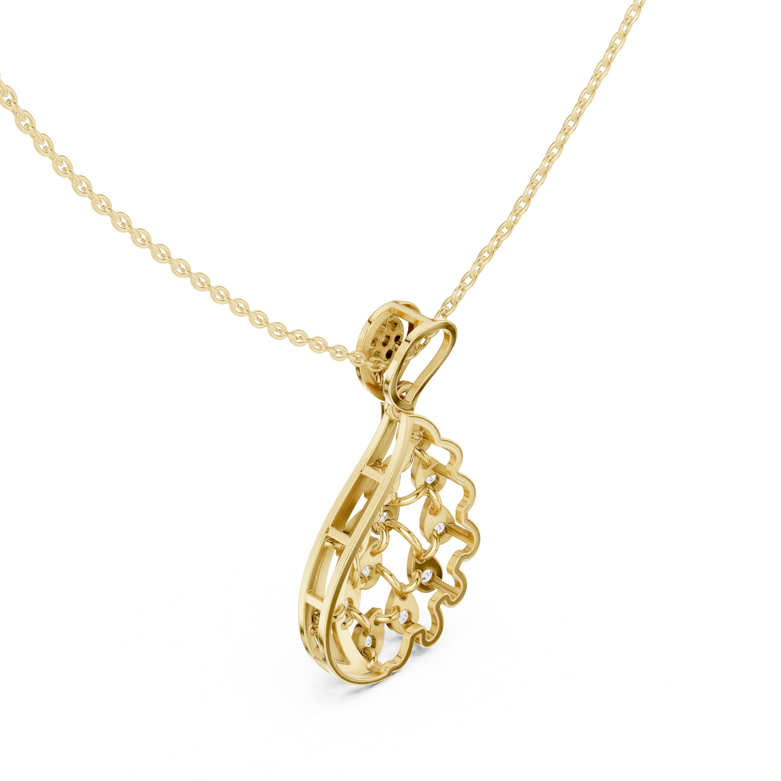 تعليقة شلال كمثرية مرصعة بالماس in Yellow Gold - VYKA Diamonds