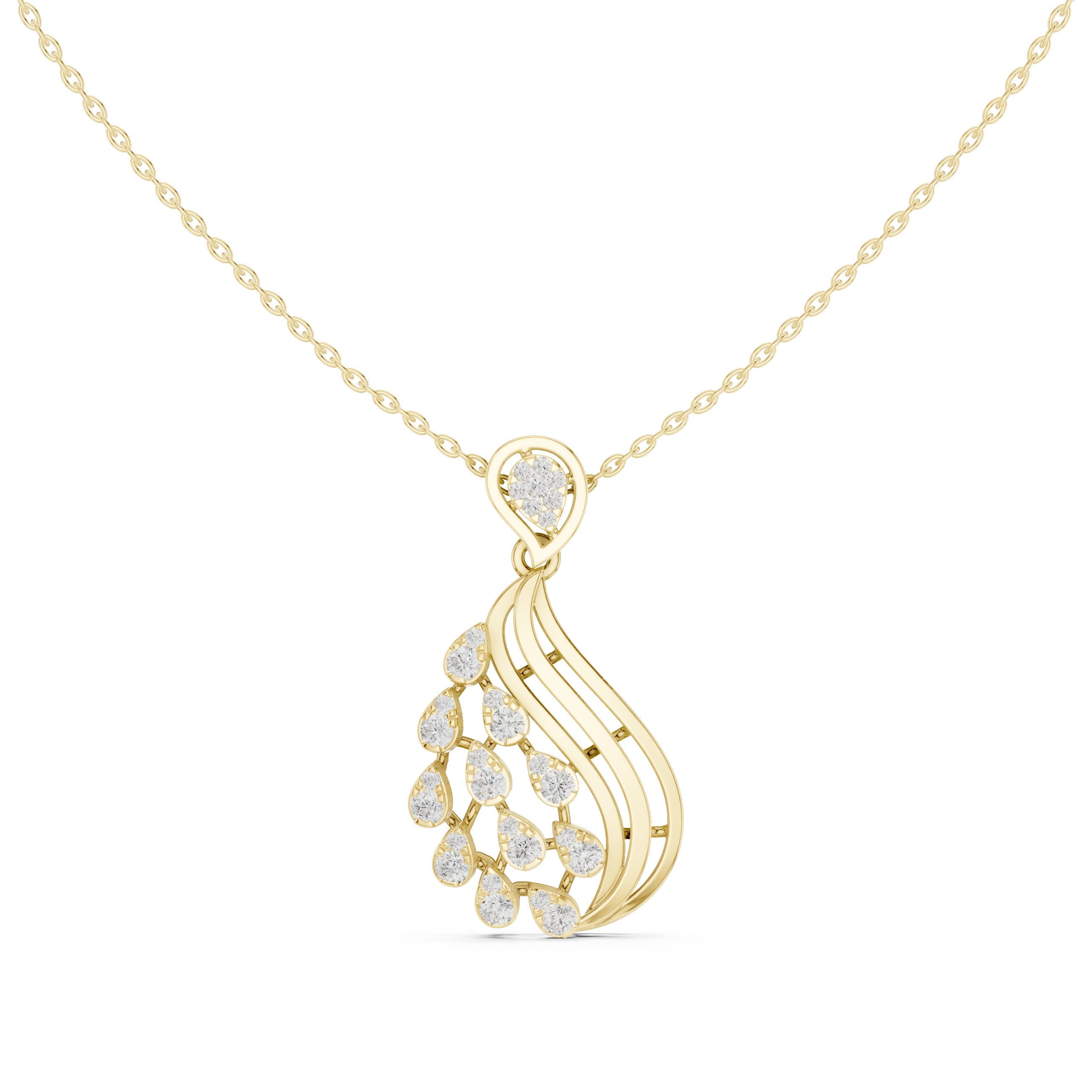 تعليقة شلال كمثرية مرصعة بالماس in Yellow Gold - VYKA Diamonds