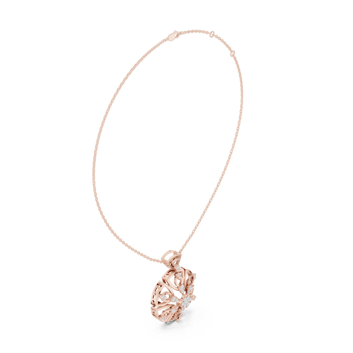 دلّاية ألماس على شكل زهرة دائرية مفرّغة in Rose Gold - VYKA Diamonds