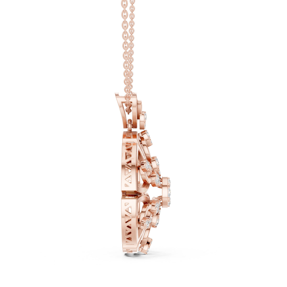 دلّاية ألماس على شكل زهرة دائرية مفرّغة in Rose Gold - VYKA Diamonds