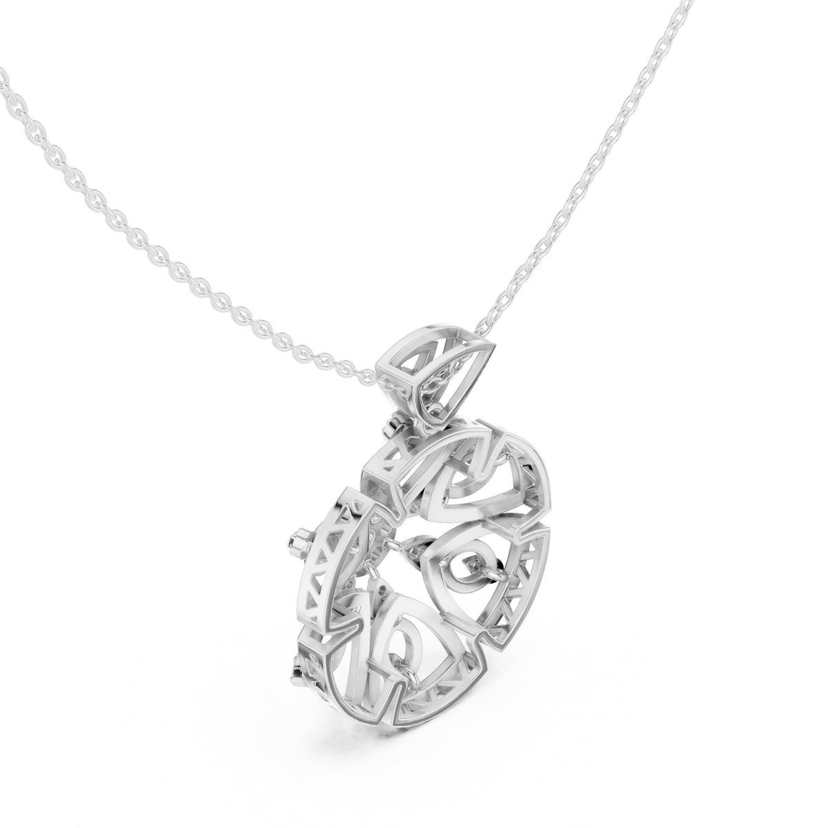 دلّاية ألماس على شكل زهرة دائرية مفرّغة in White Gold - VYKA Diamonds
