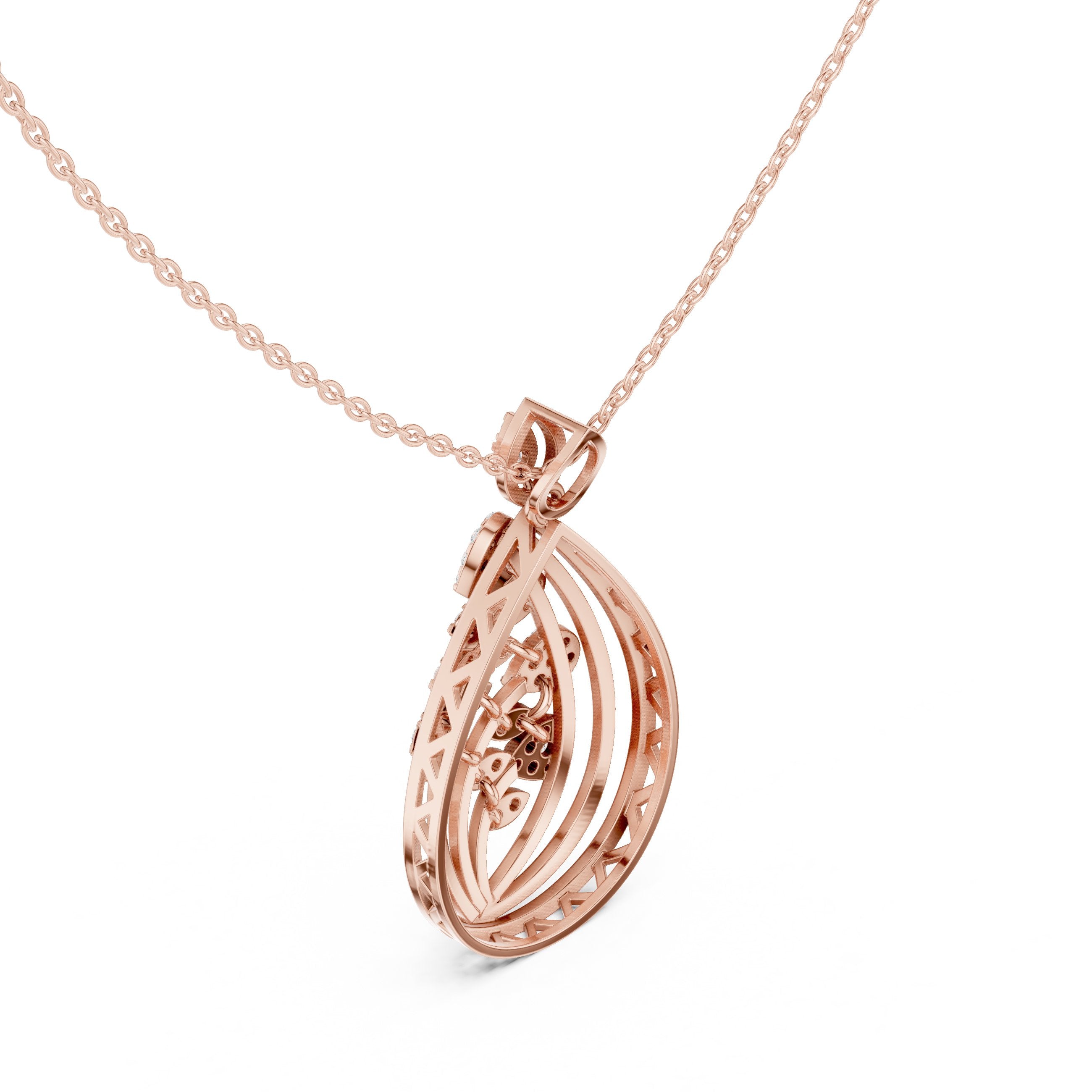 Botanical Teardrop Diamond Pendant in Rose Gold - VYKA Diamonds