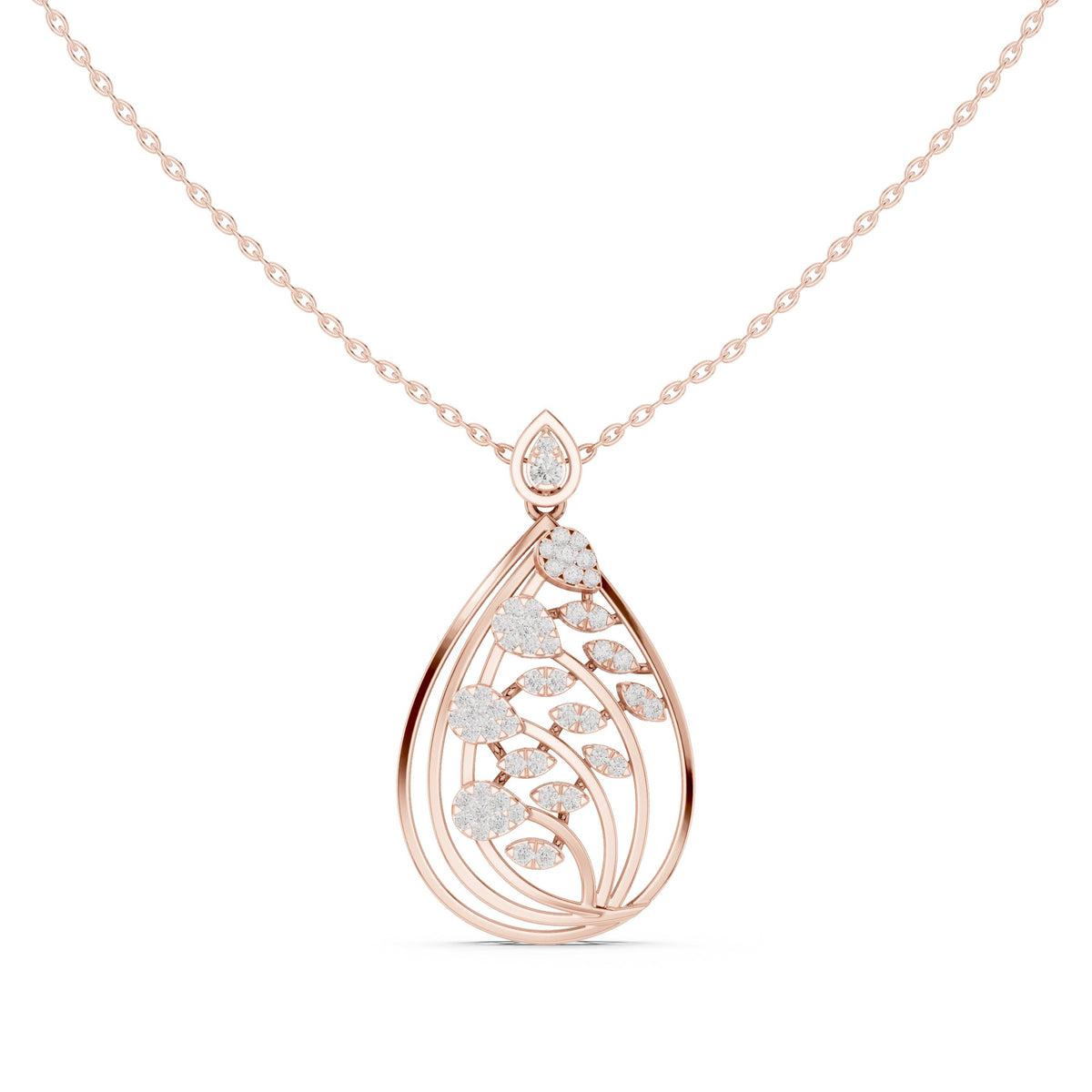 Botanical Teardrop Diamond Pendant