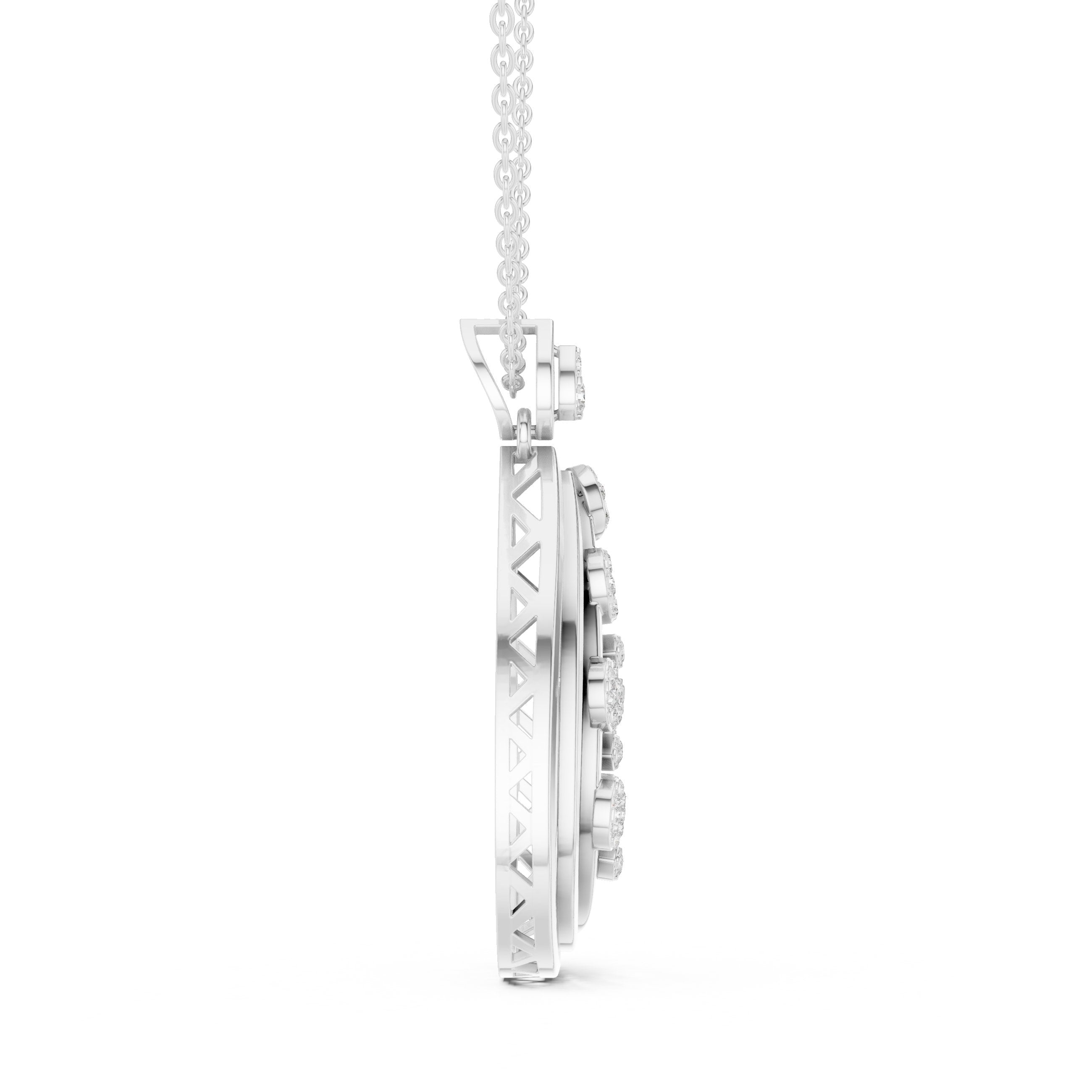 Botanical Teardrop Diamond Pendant in White Gold - VYKA Diamonds
