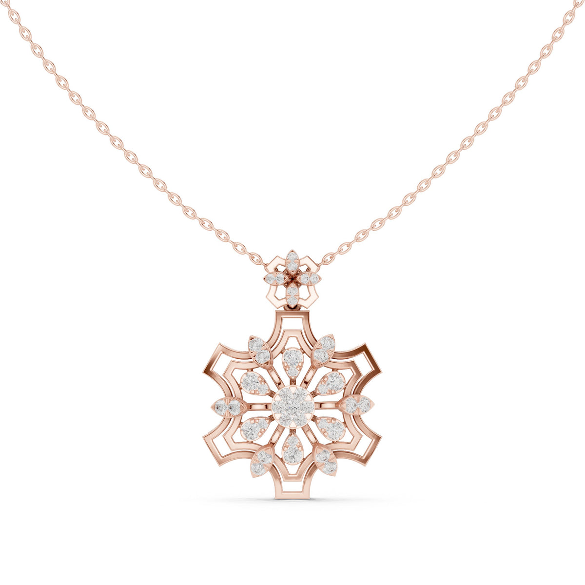 دلّاية ألماس على شكل زهرة ندفة الثلج in Rose Gold - VYKA Diamonds
