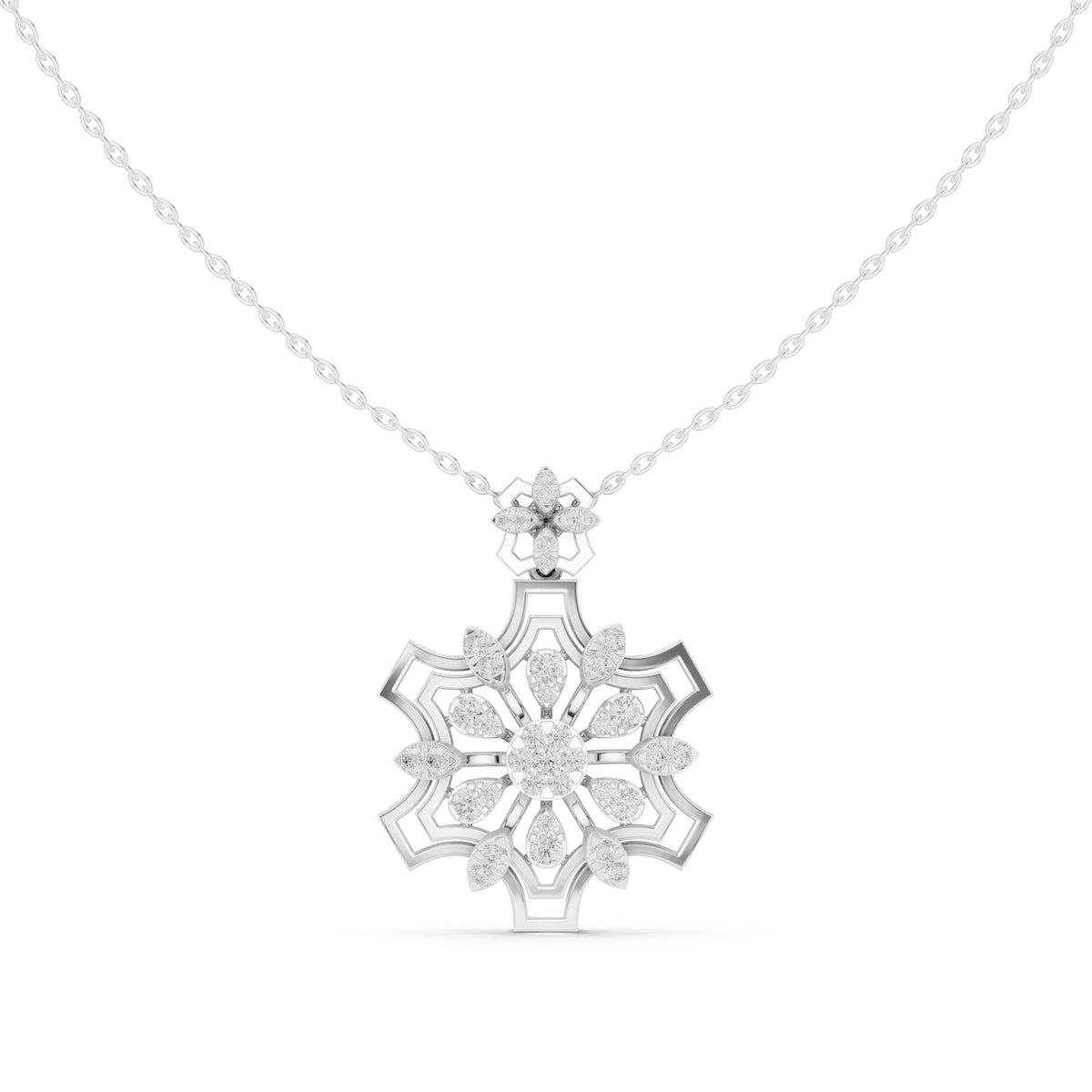 دلّاية ألماس على شكل زهرة ندفة الثلج in White Gold - VYKA Diamonds