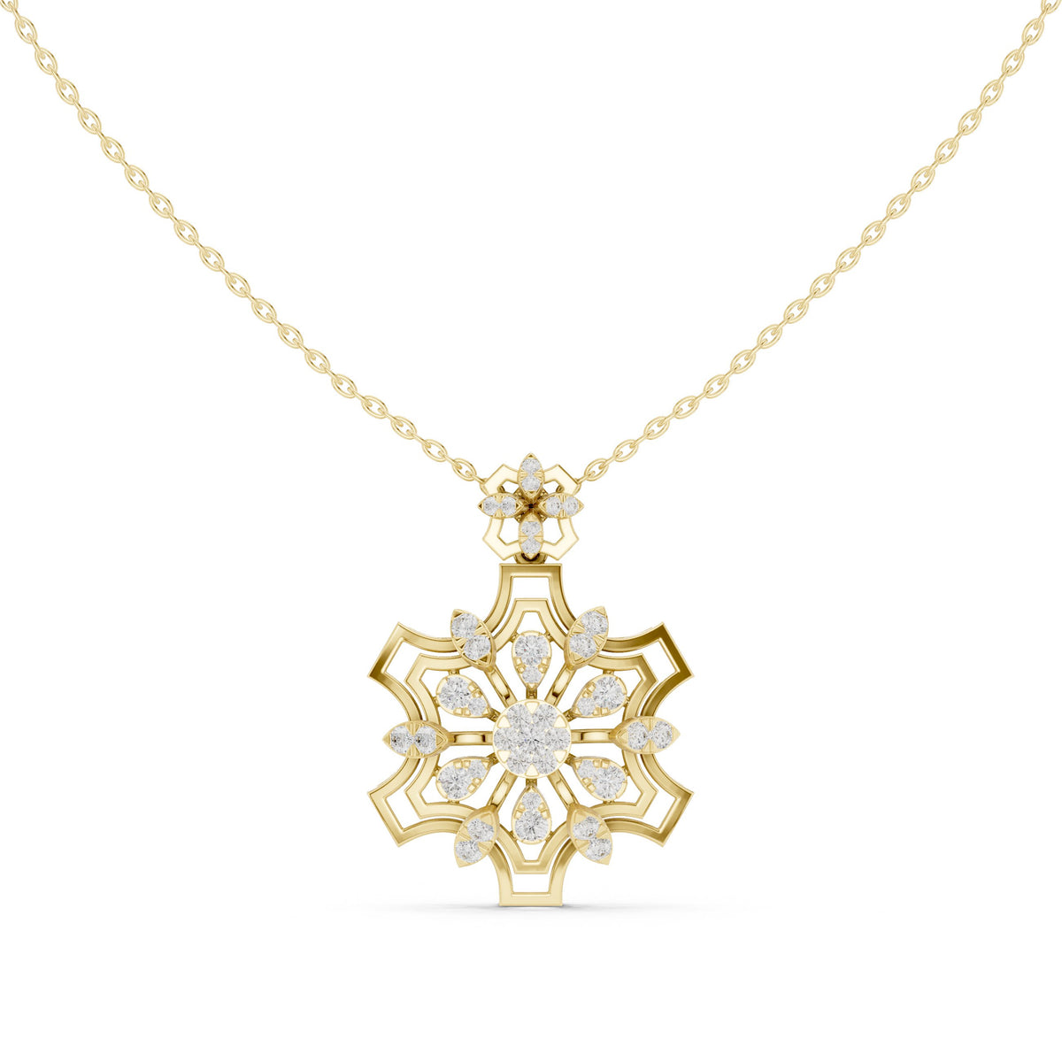 دلّاية ألماس على شكل زهرة ندفة الثلج in Yellow Gold - VYKA Diamonds