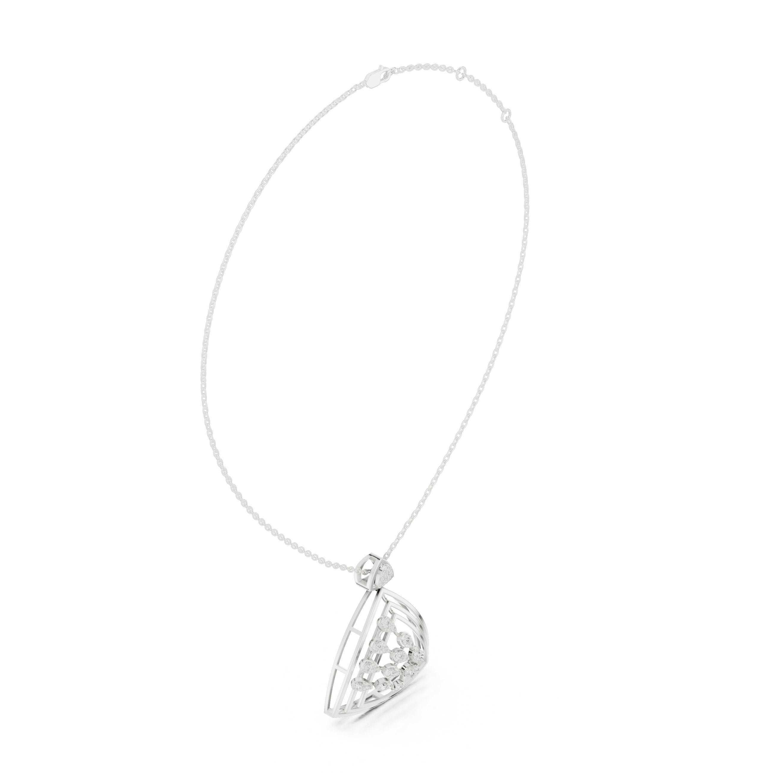 Triangular Botanical Diamond Pendant in White Gold - VYKA Diamonds
