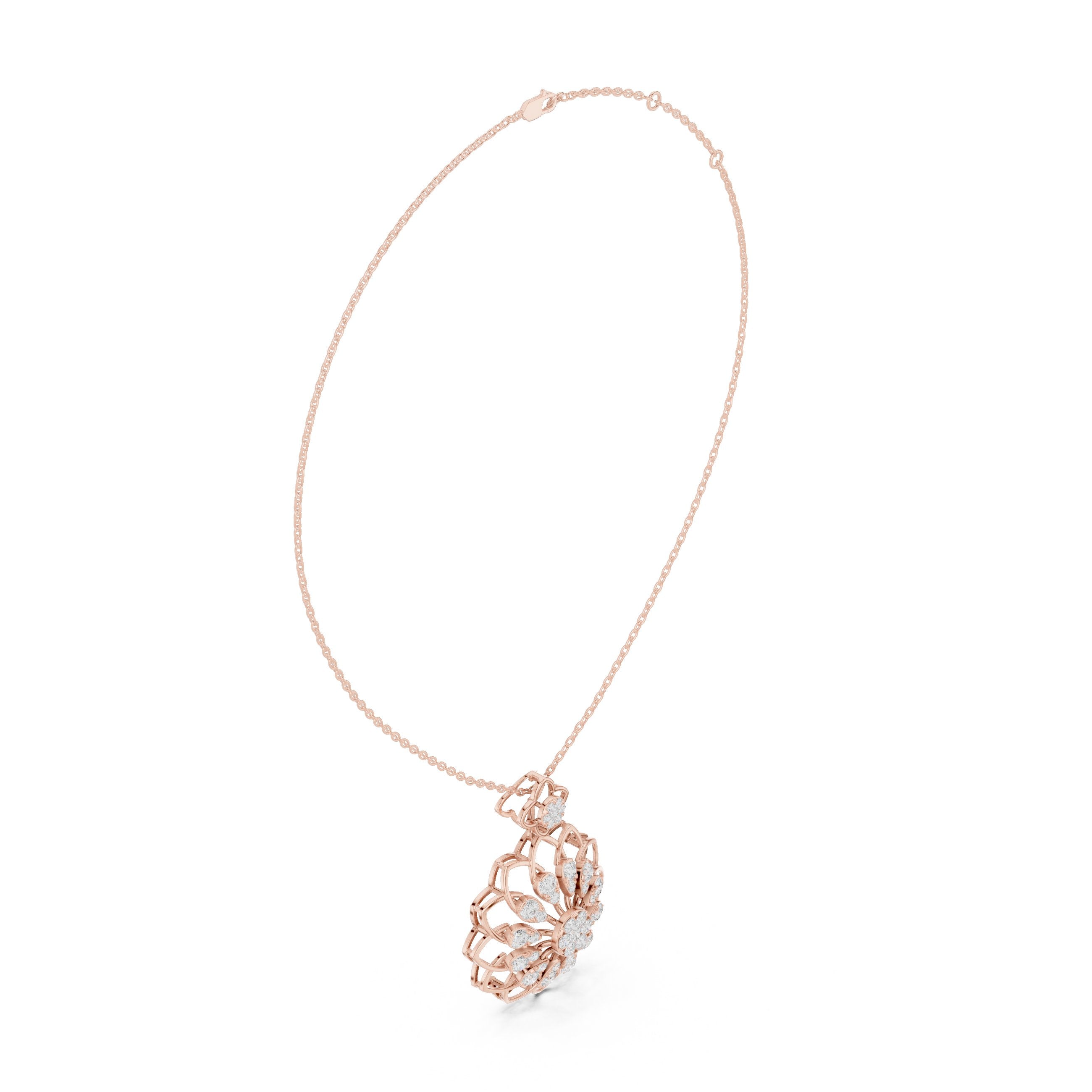 Dahlia Halo Diamond Pendant in Rose Gold - VYKA Diamonds