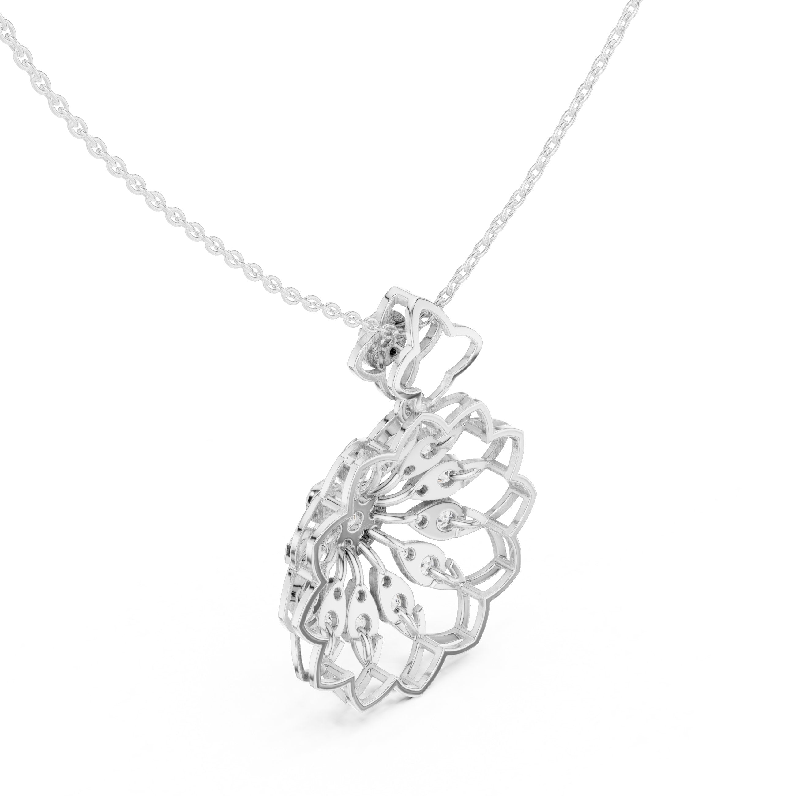 Dahlia Halo Diamond Pendant in White Gold - VYKA Diamonds