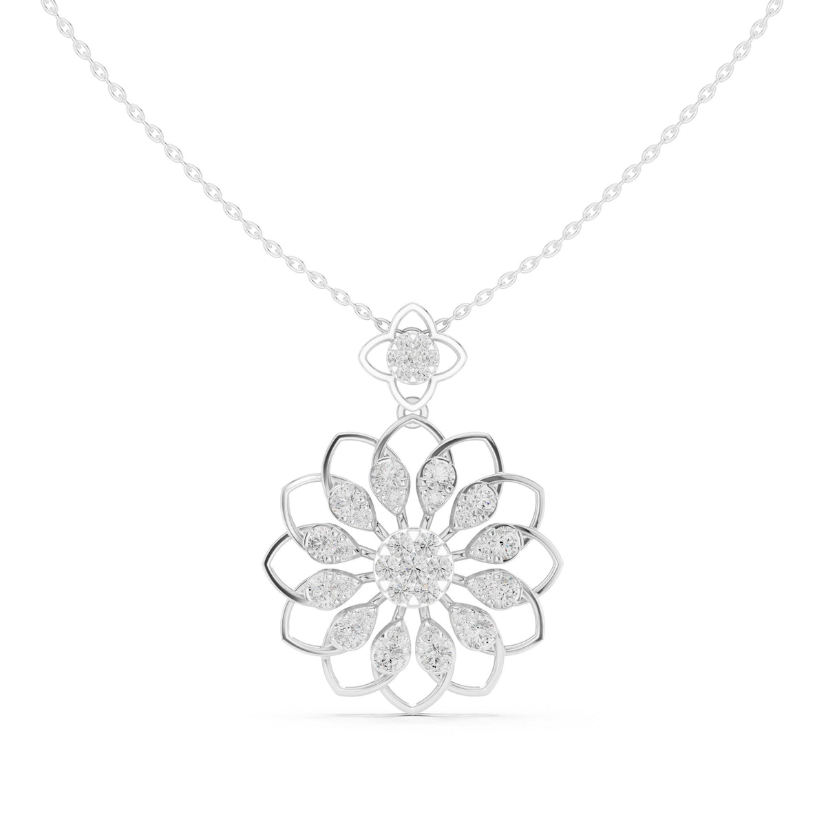 Dahlia Halo Diamond Pendant